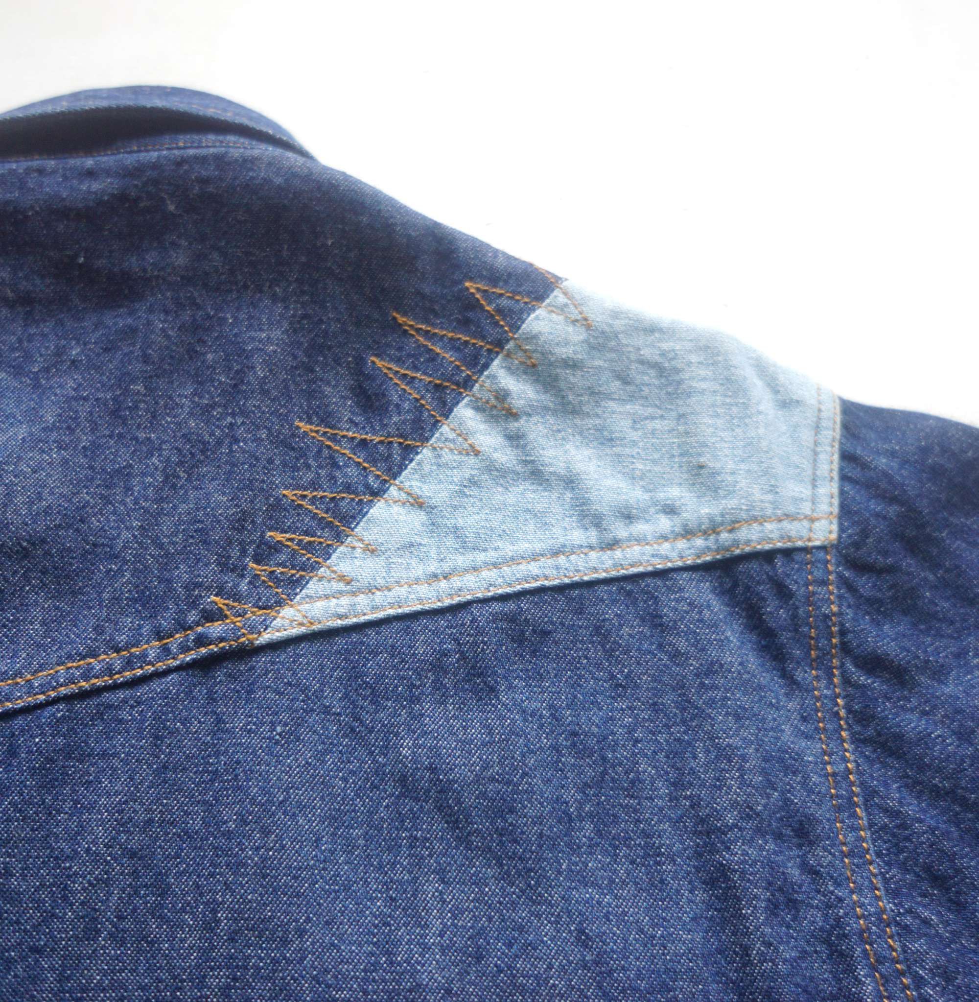 Japanese Brand LITTLE WE Patchwork Denim Shirt Size US S / EU 44-46 / 1 - 7 Thumbnail