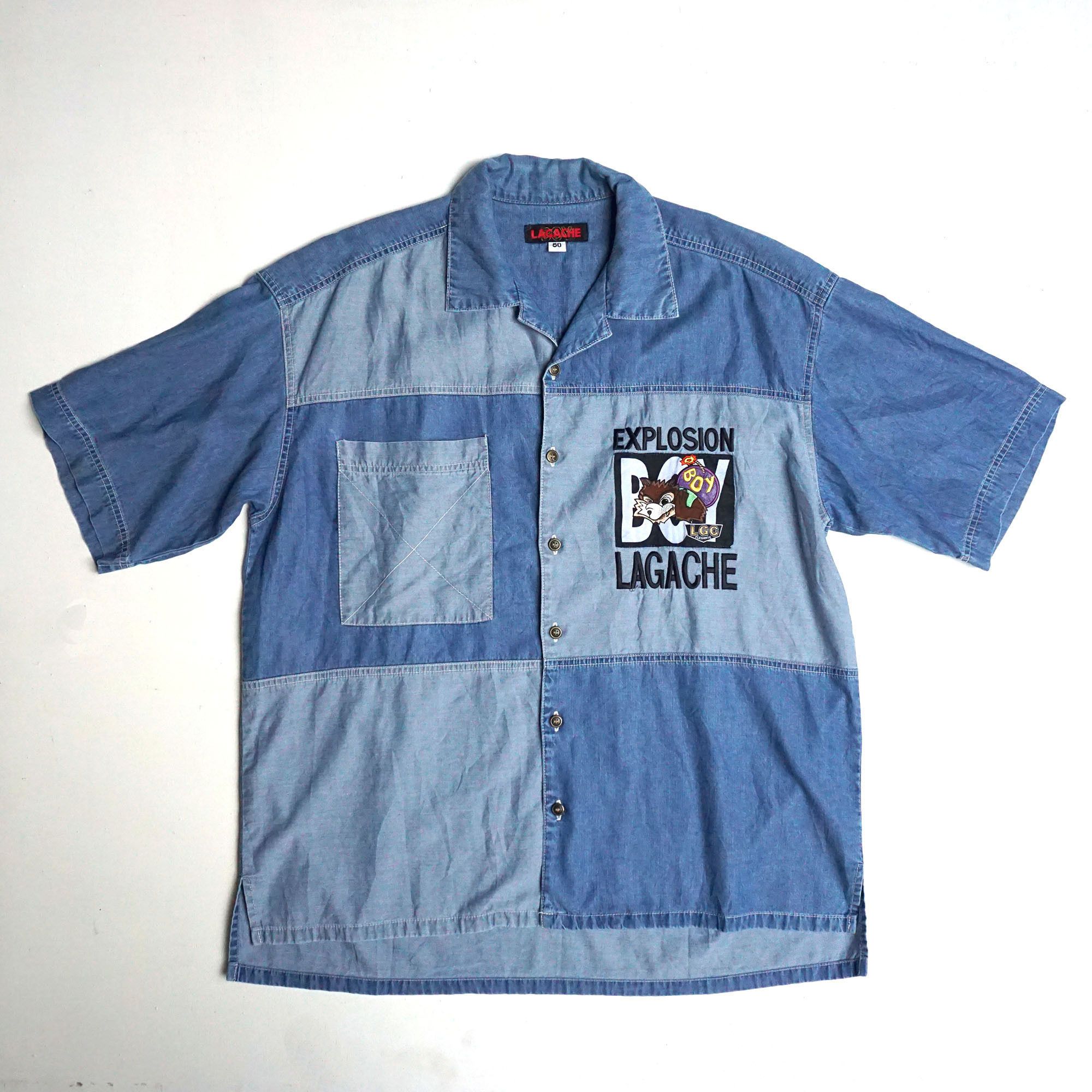 Japanese Brand LAGACHE Oversized Patchwork Denim Shirt Size US XXL / EU 58 / 5 - 13 Thumbnail