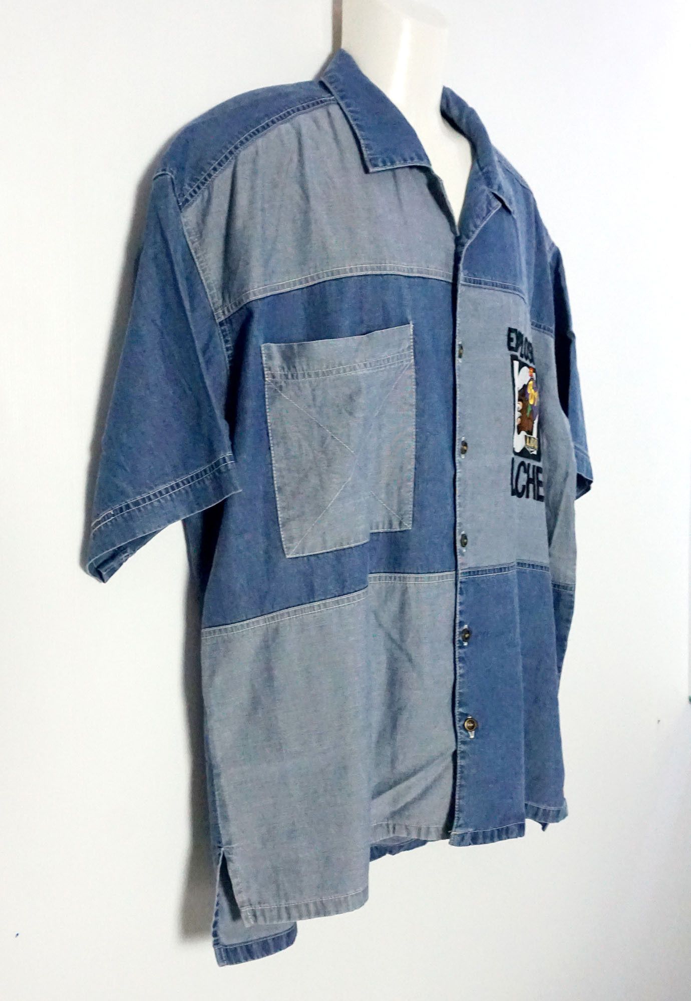 Japanese Brand LAGACHE Oversized Patchwork Denim Shirt Size US XXL / EU 58 / 5 - 4 Thumbnail