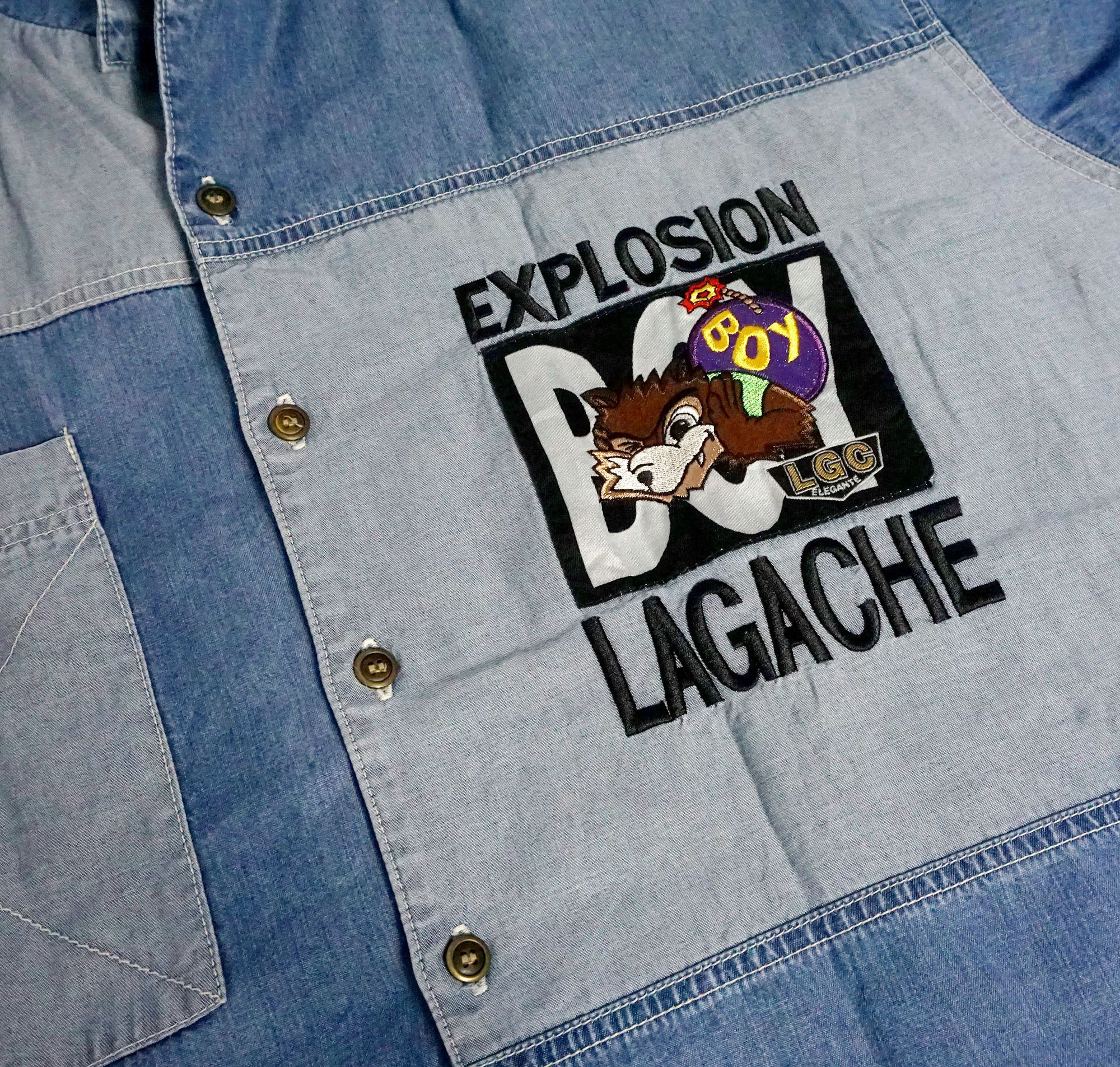 Japanese Brand LAGACHE Oversized Patchwork Denim Shirt Size US XXL / EU 58 / 5 - 2 Thumbnail