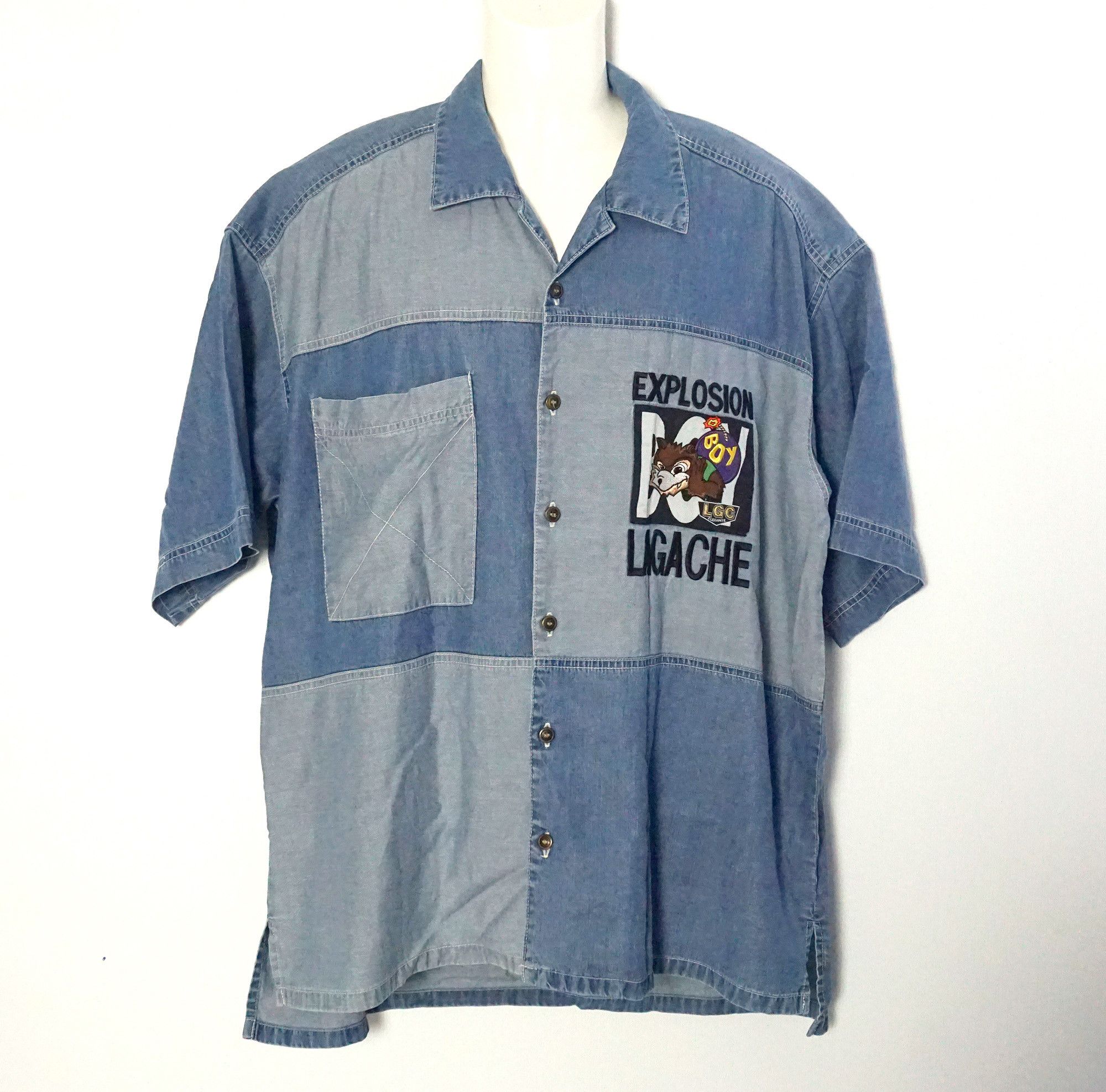 Japanese Brand LAGACHE Oversized Patchwork Denim Shirt Size US XXL / EU 58 / 5 - 1 Thumbnail