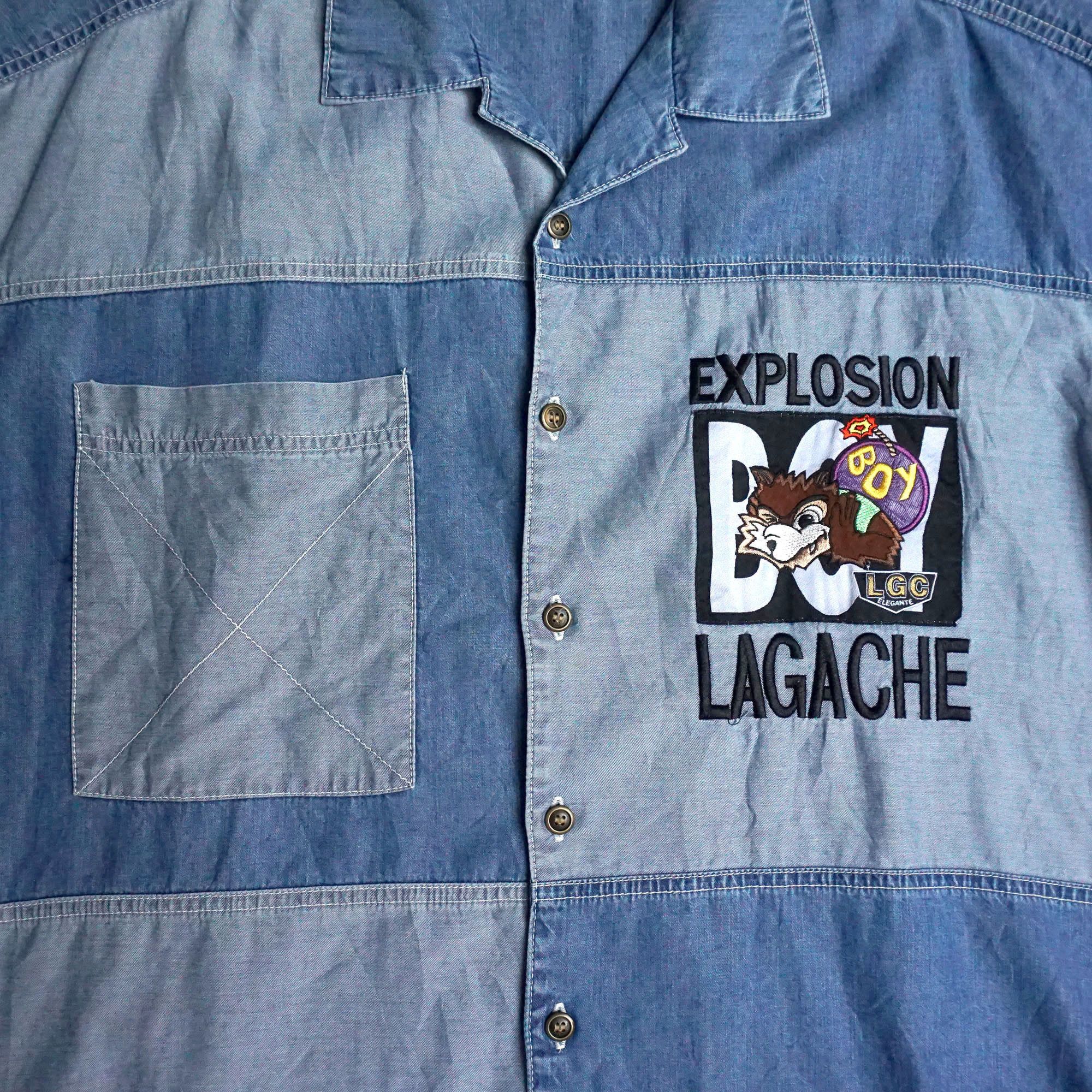 Japanese Brand LAGACHE Oversized Patchwork Denim Shirt Size US XXL / EU 58 / 5 - 12 Thumbnail