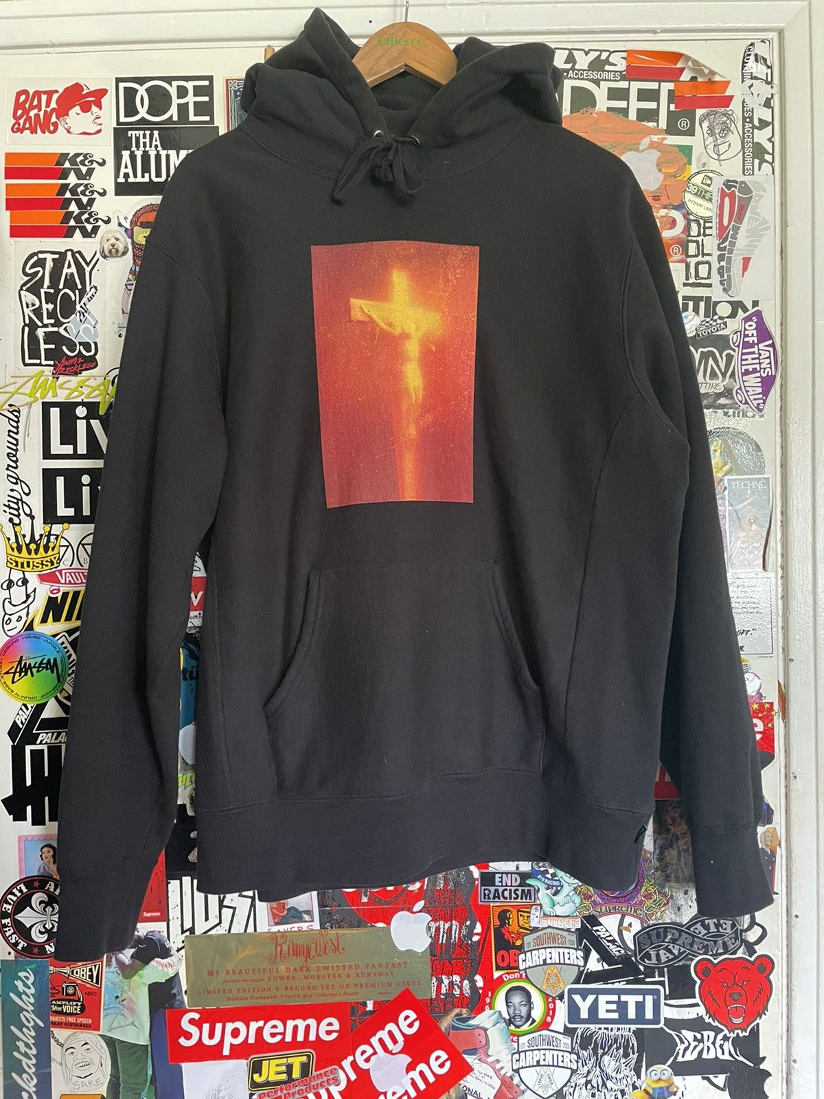 image of Supreme Piss Christ Hoodie Size Large in Black, Men's