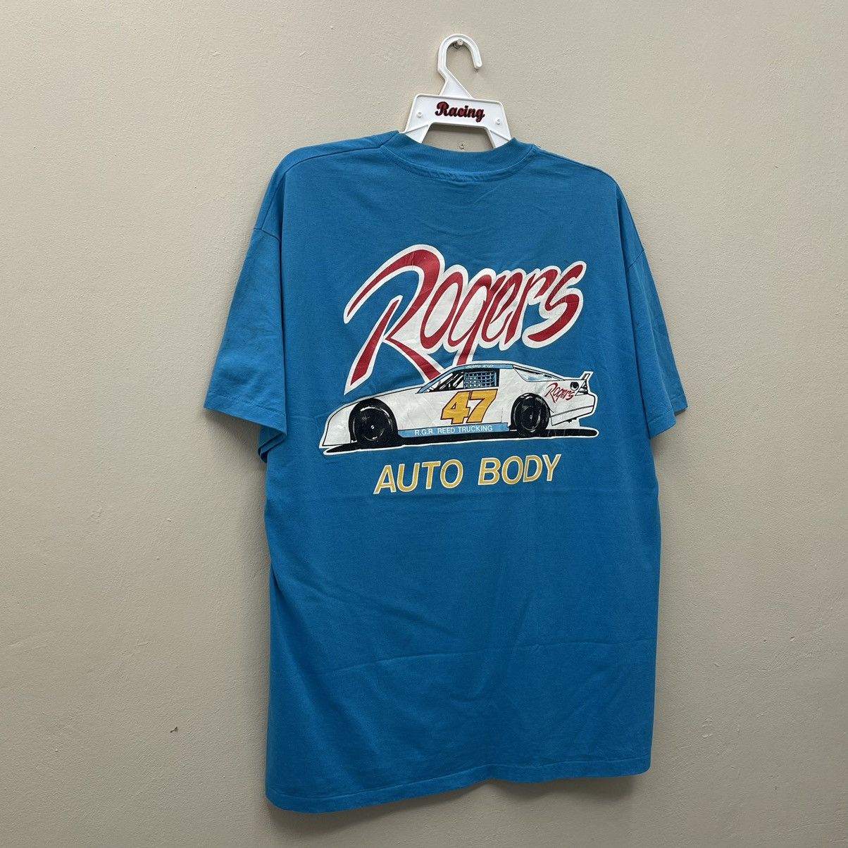 NASCAR Vintage 90s ROGERS AUTO BODY T-Shirt Size US XL / EU 56 / 4 - 5 Thumbnail