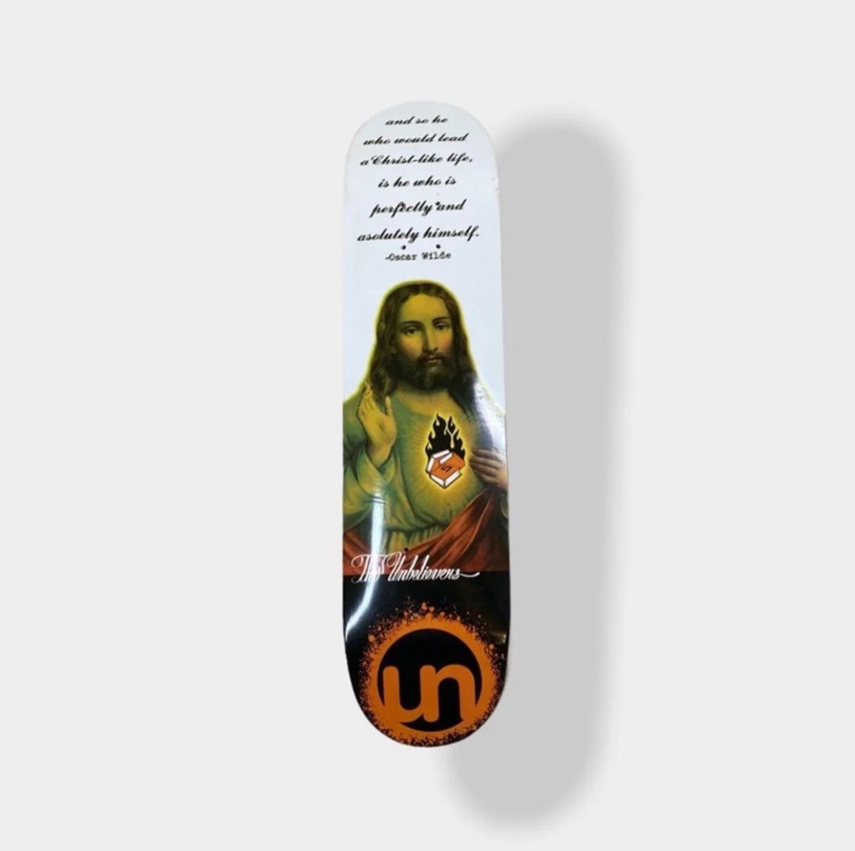 image of New The Unbelievers Oscar Wilde Quote Jesus Skate Deck, Men's