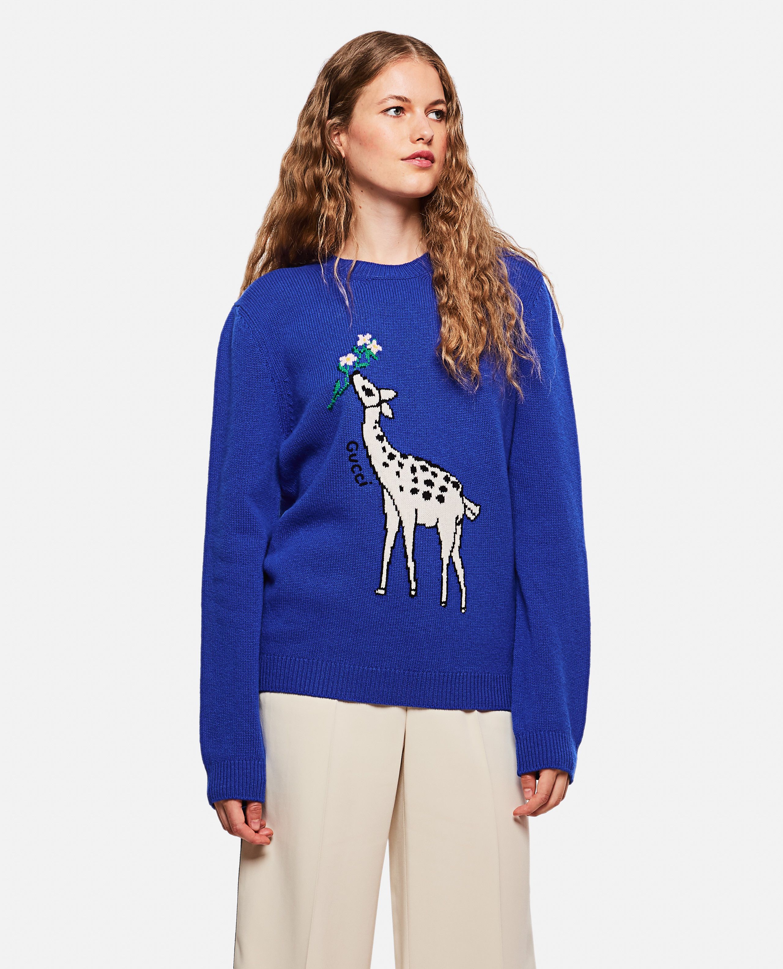 Gucci GUCCI blue wool Intarsia giraffe motif sweater Large NWT Size L / US 10 / IT 46 - 2 Thumbnail