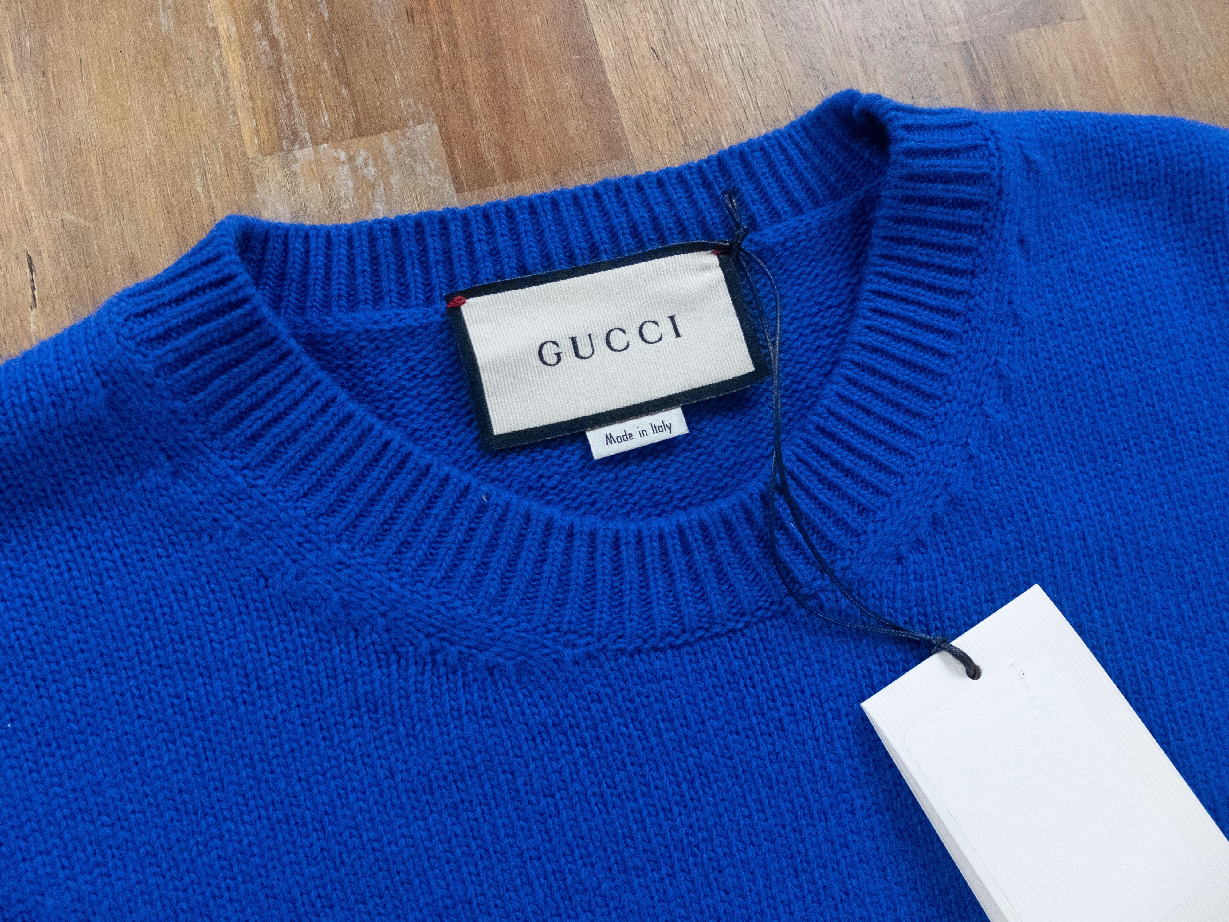 Gucci GUCCI blue wool Intarsia giraffe motif sweater Large NWT Size L / US 10 / IT 46 - 4 Thumbnail
