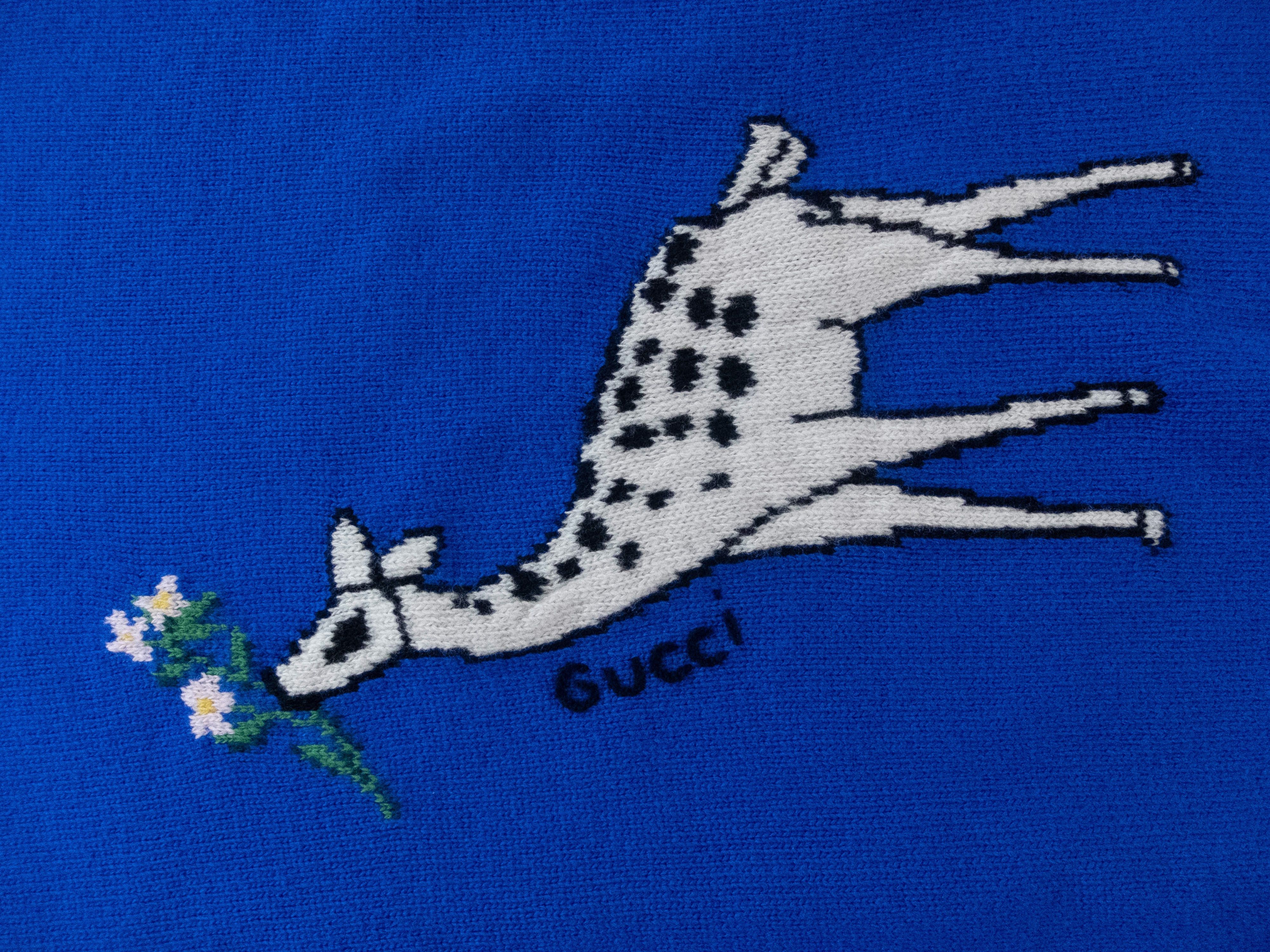 Gucci GUCCI blue wool Intarsia giraffe motif sweater Large NWT Size L / US 10 / IT 46 - 6 Thumbnail