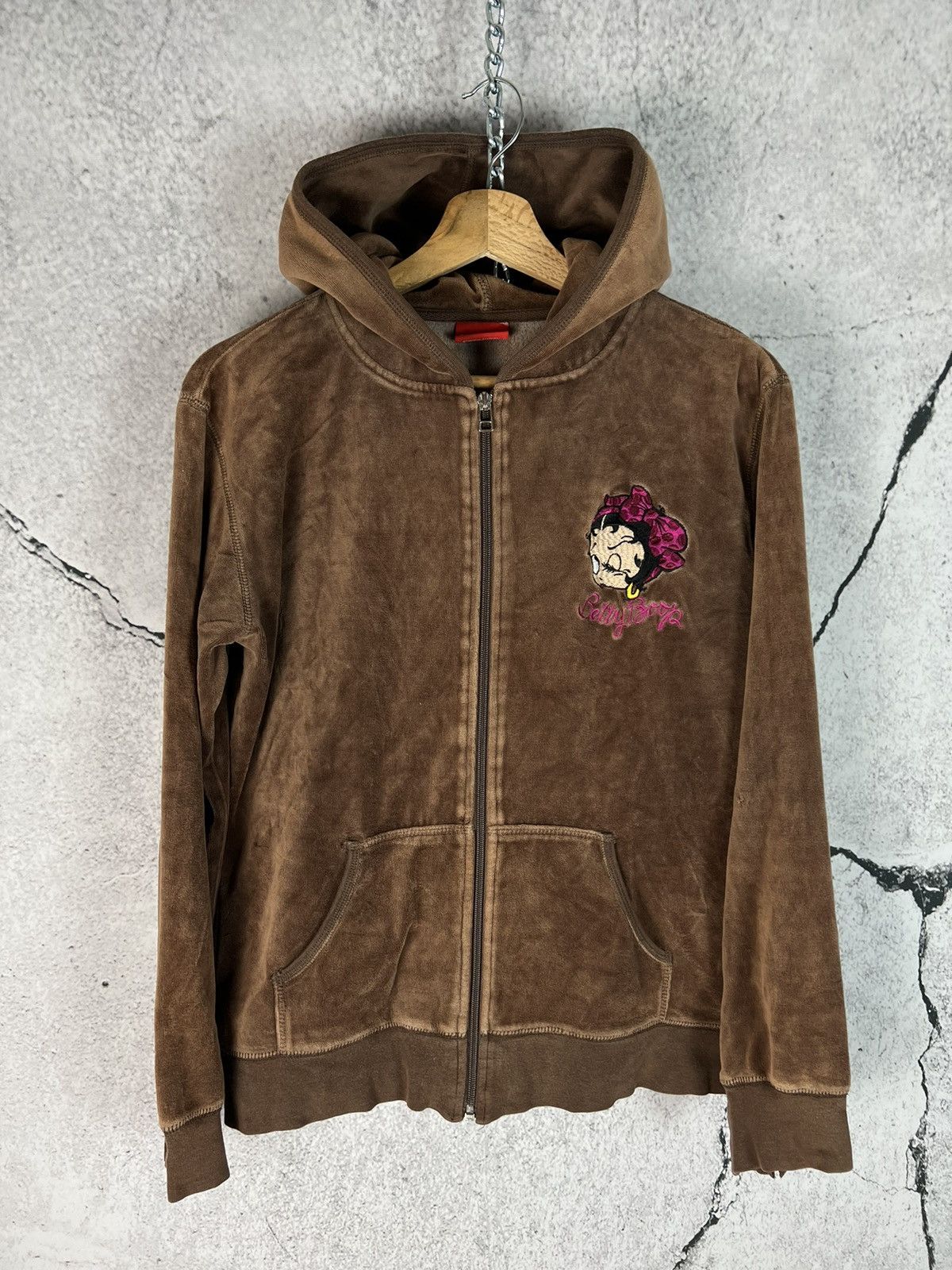 Cartoon Network Vintage Betty Boop brown velvet zip hoodie Size M / US 6-8 / IT 42-44 - 1 Thumbnail