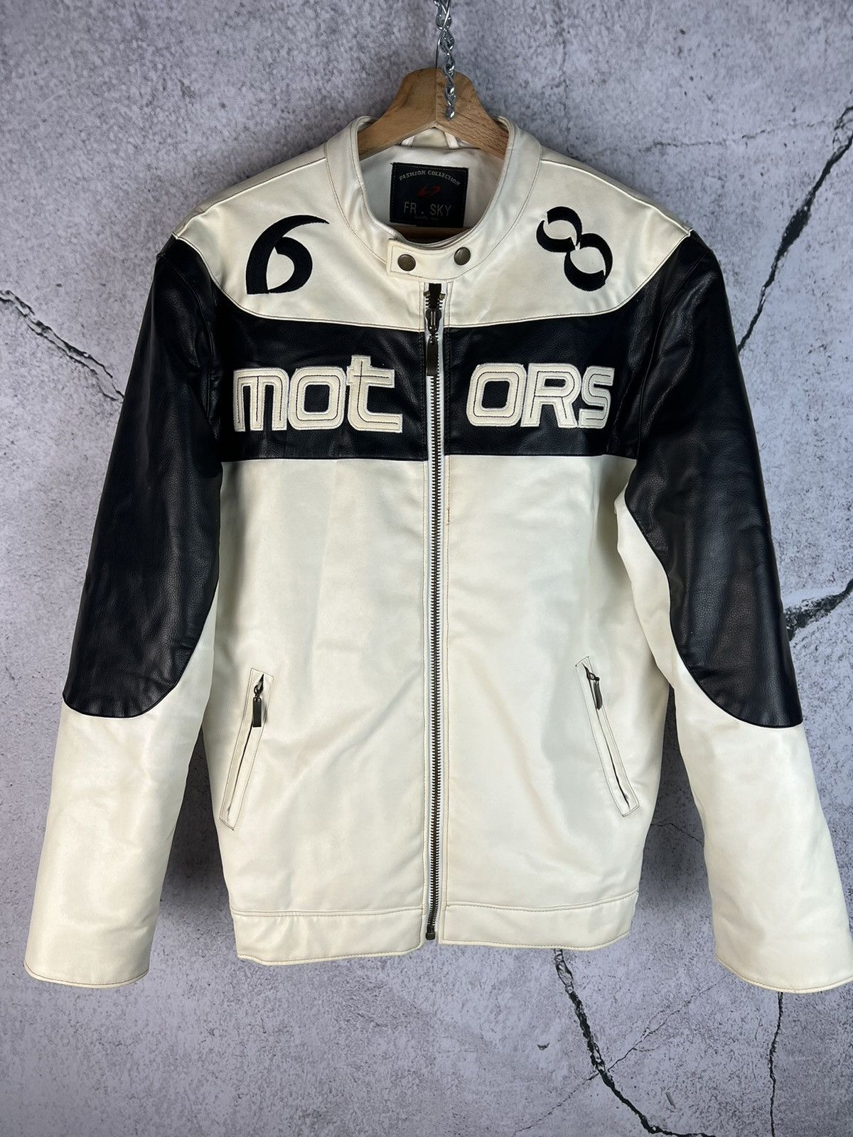Vintage Vintage racing motors racing eco sky leather jacket Size US L / EU 52-54 / 3 - 1 Thumbnail