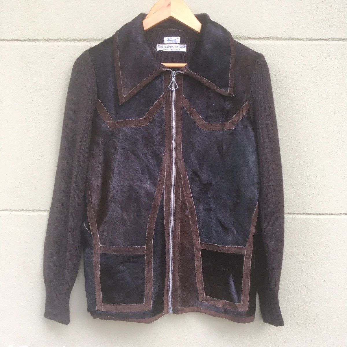Vintage Italian Leather&Wool Zipper Jacket Size US M / EU 48-50 / 2 - 1 Thumbnail