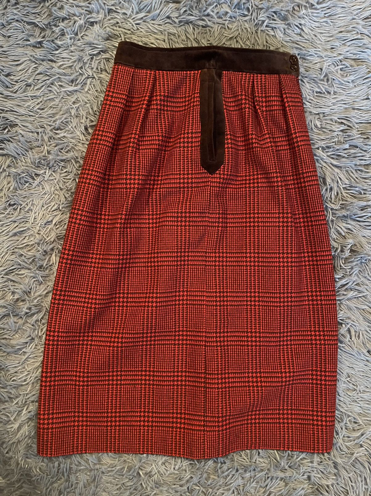 Valentino × Vintage Valentino 80s vintage check tartan cashmere skirt Size 28" / US 6 / IT 42 - 4 Thumbnail