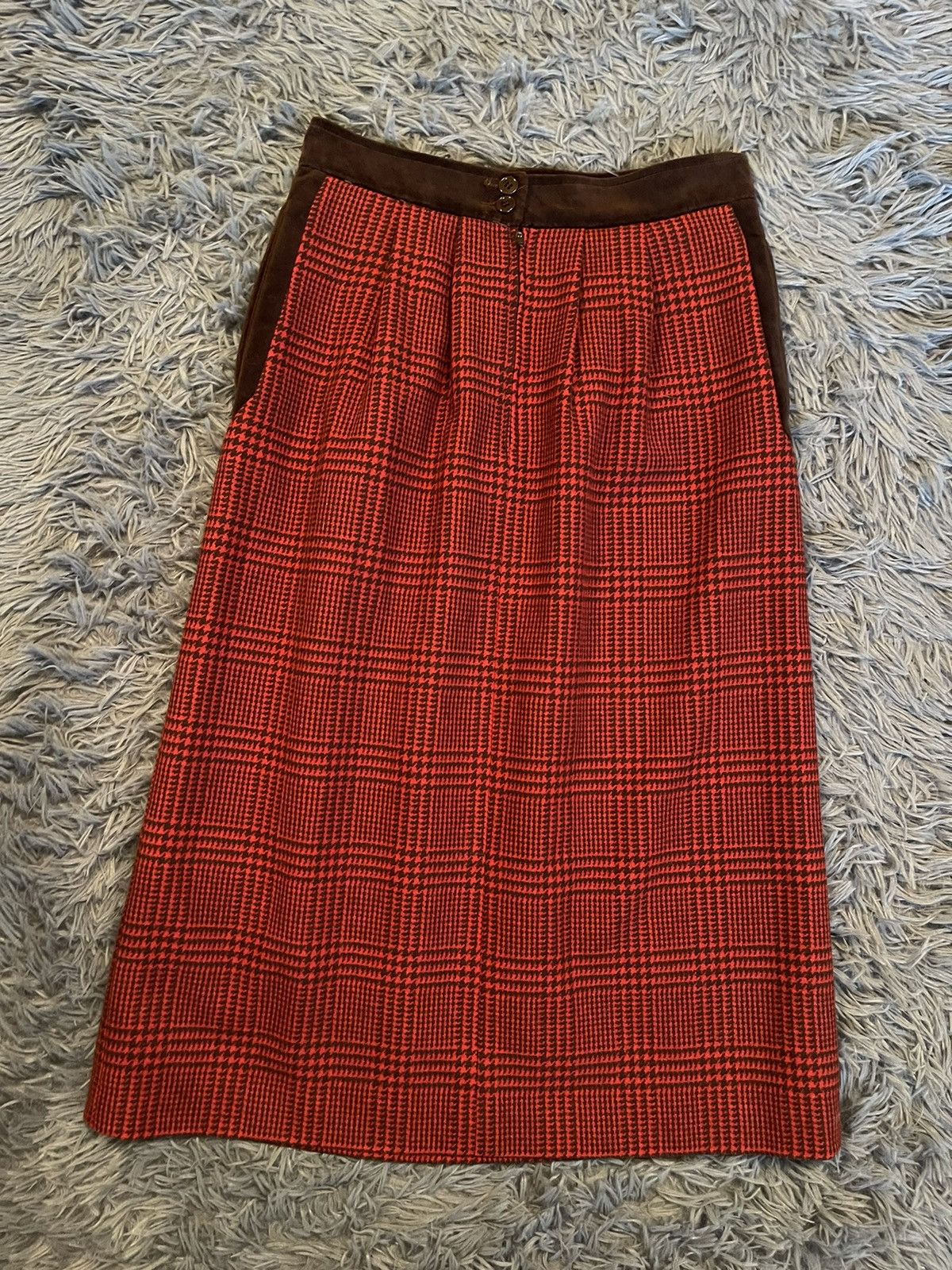 Valentino × Vintage Valentino 80s vintage check tartan cashmere skirt Size 28" / US 6 / IT 42 - 2 Thumbnail