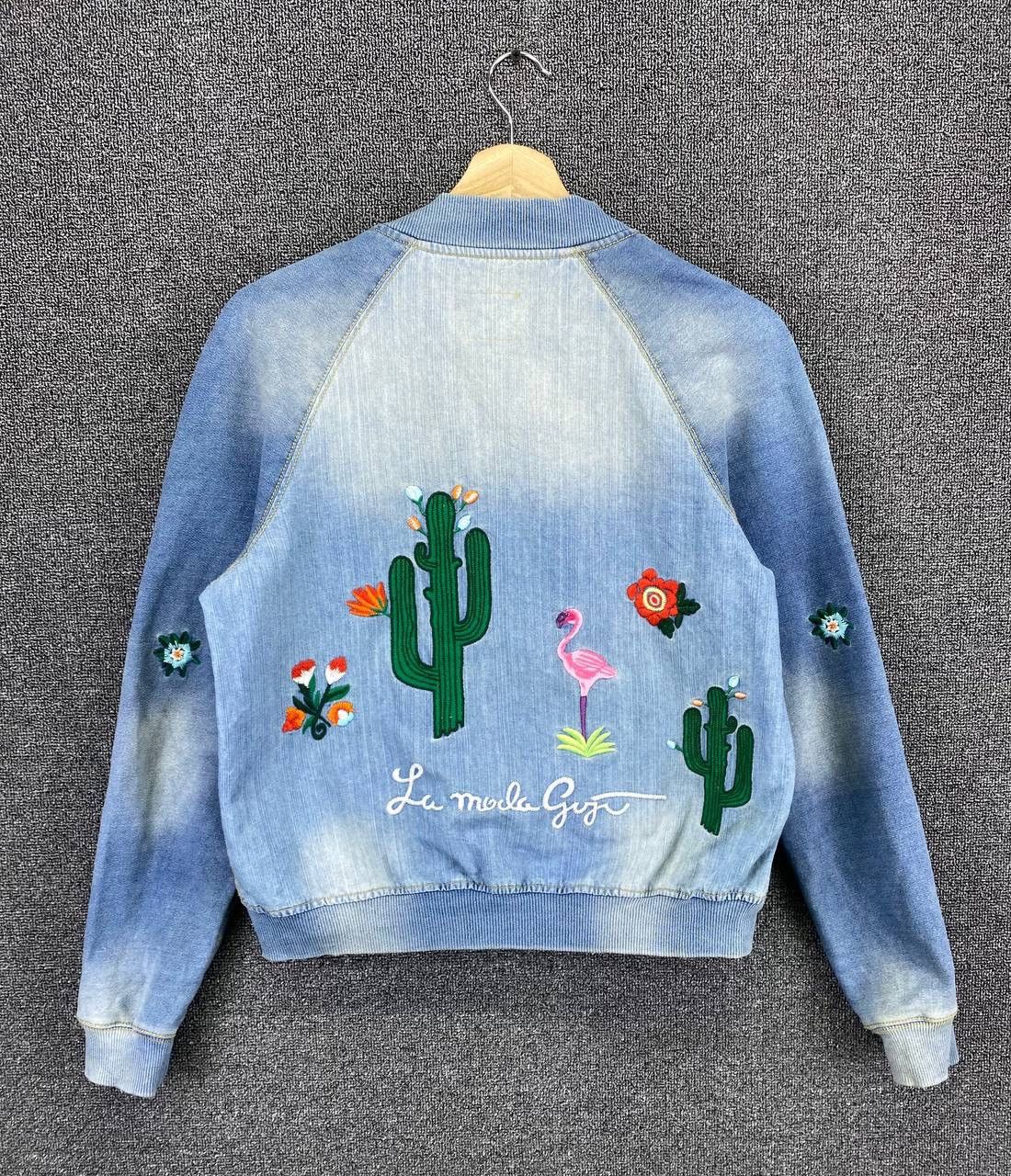 Japanese Brand Vintage Goji Italia Cactus Flowering Embroidery Denim Jacket Size M / US 6-8 / IT 42-44 - 10 Thumbnail
