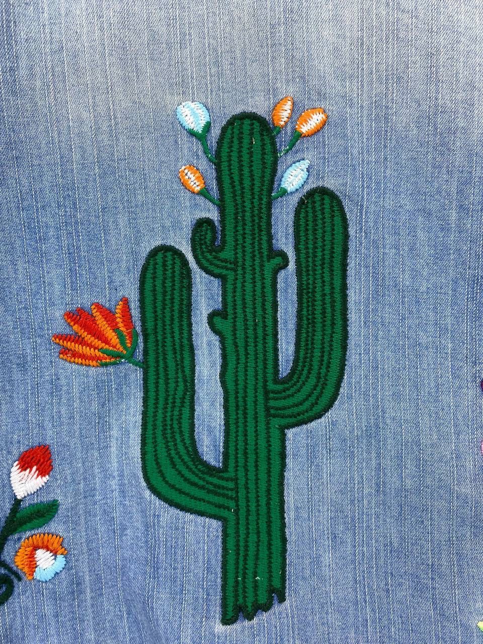 Japanese Brand Vintage Goji Italia Cactus Flowering Embroidery Denim Jacket Size M / US 6-8 / IT 42-44 - 12 Thumbnail