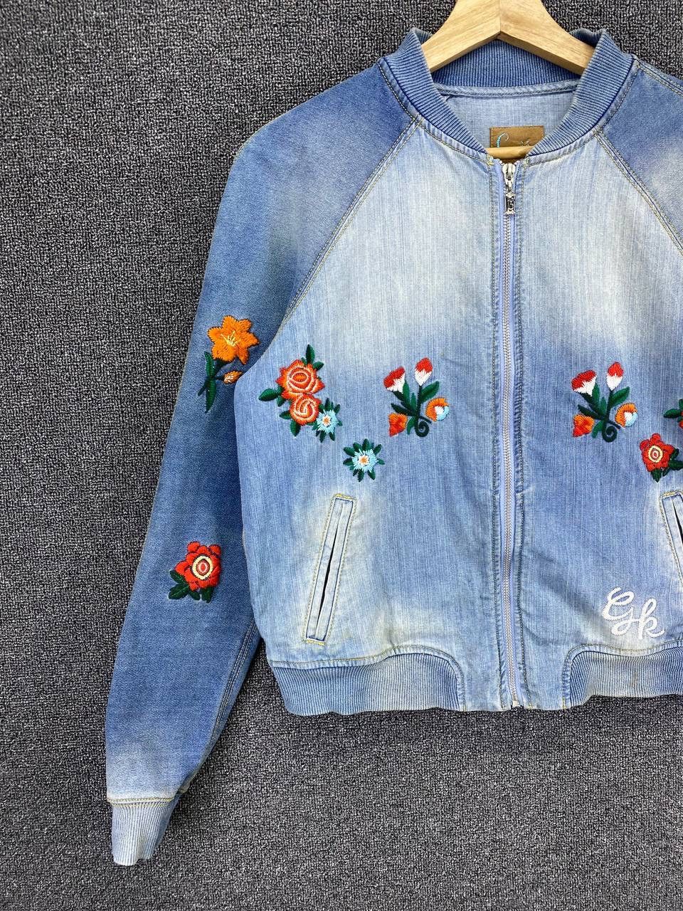 Japanese Brand Vintage Goji Italia Cactus Flowering Embroidery Denim Jacket Size M / US 6-8 / IT 42-44 - 3 Thumbnail