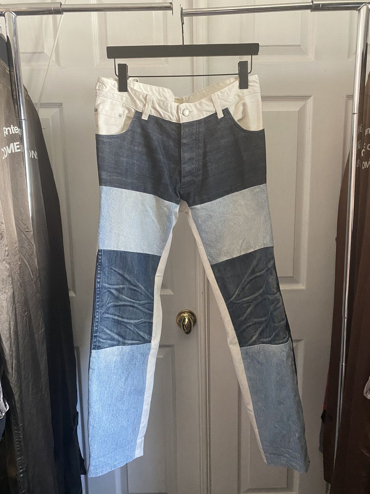 image of Helmut Lang Jeans 1999 Sample Patchwork Denim in Blue, Men's (Size 30)