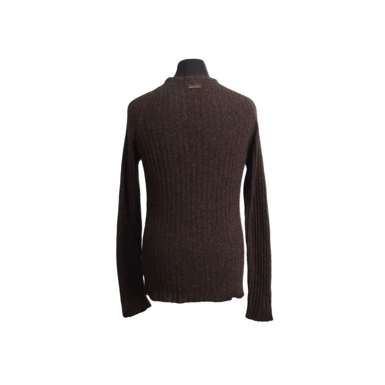 D&G DOLCE GABBANA Pullover Rib Knit Brown Wool Jumper 008576