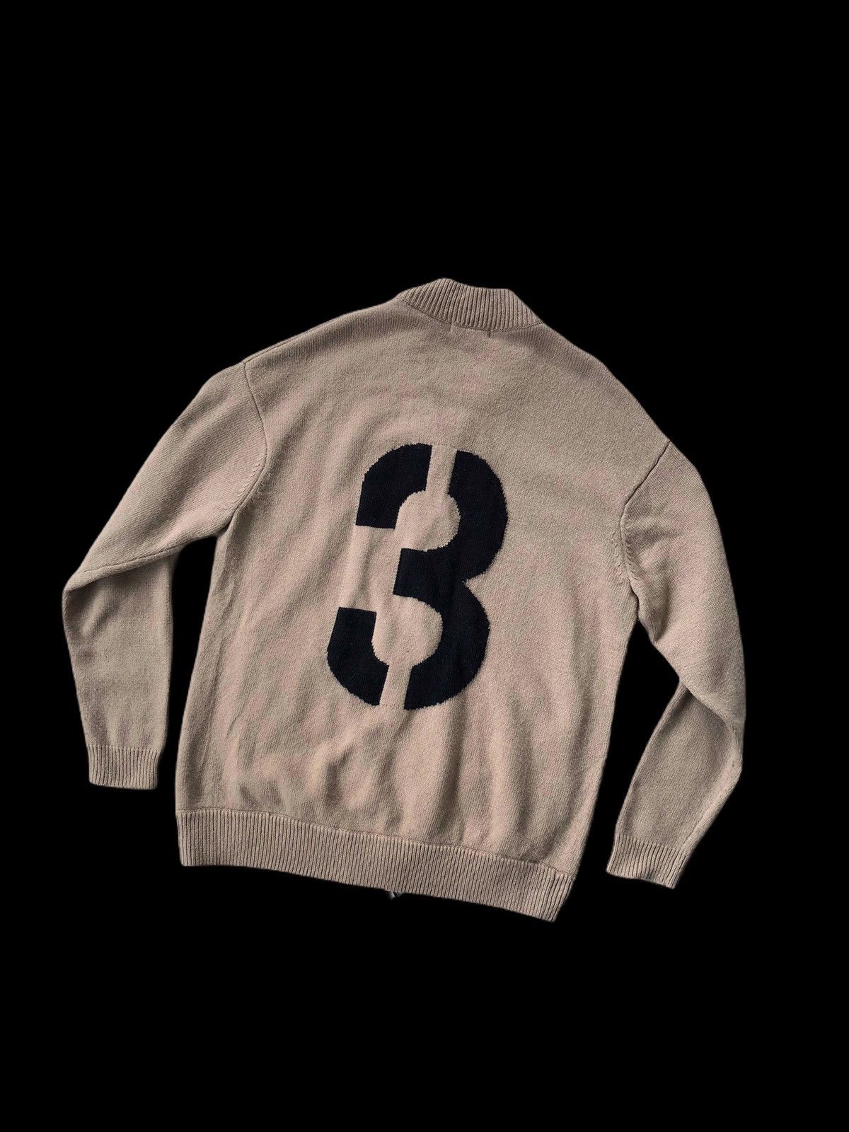 Japanese Brand Numerals 🇯🇵 "3" Back Print Logo O/S Zipper Sweater Size US L / EU 52-54 / 3 - 1 Thumbnail