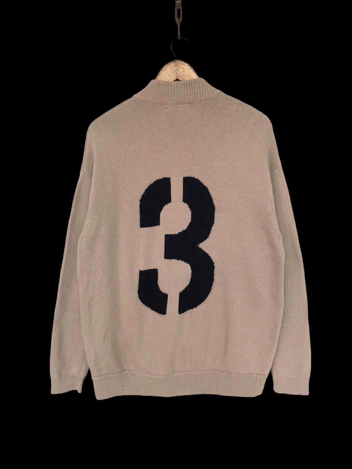 Japanese Brand Numerals 🇯🇵 "3" Back Print Logo O/S Zipper Sweater Size US L / EU 52-54 / 3 - 2 Thumbnail