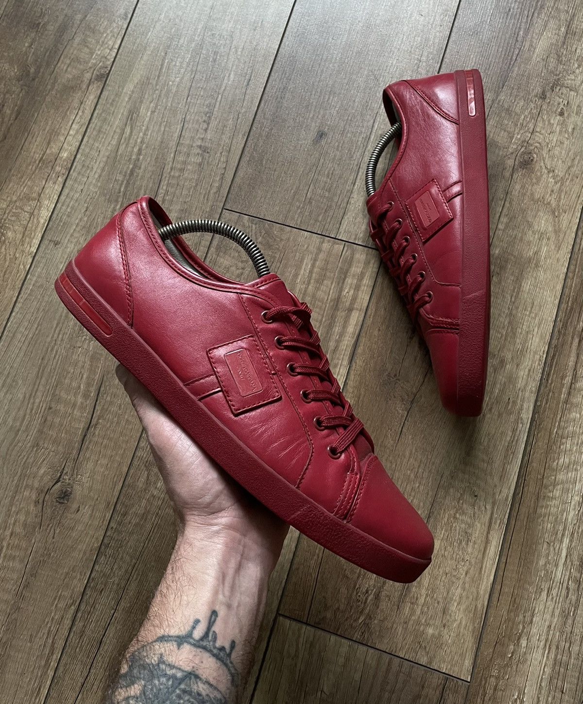 Dolce & Gabbana Dolce&Gabbana Sport Low Top Red leather Sneakers Shoes Size US 10 / EU 43 - 1 Thumbnail