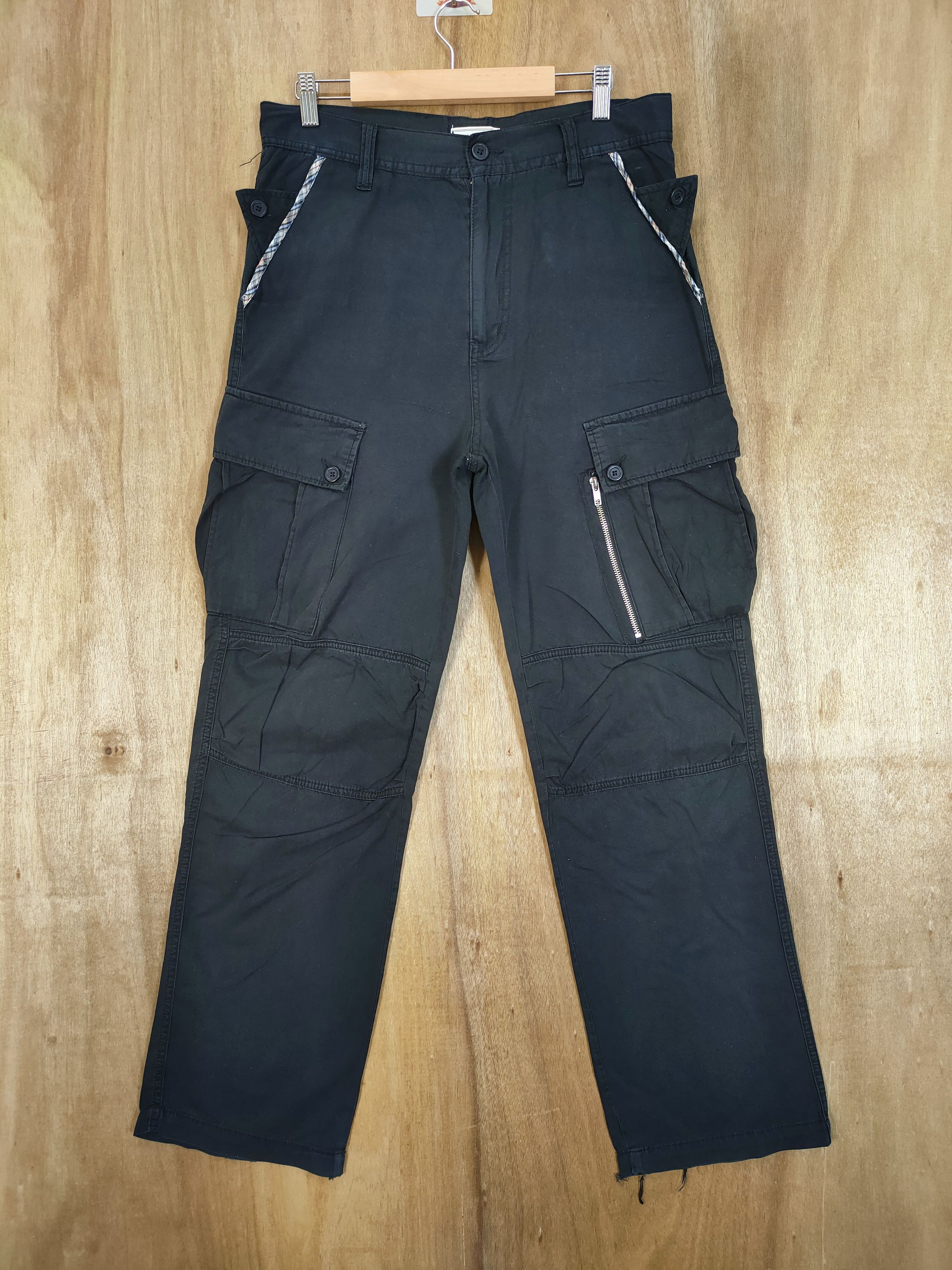 image of Browny Black Cargo Pants Multipocket, Men's (Size 32)