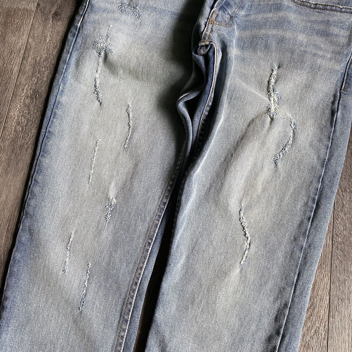 Mintcrew Mintcrew Slim Straight Skinny Fit Distress Light Wash Jeans Size US 34 / EU 50 - 6 Thumbnail
