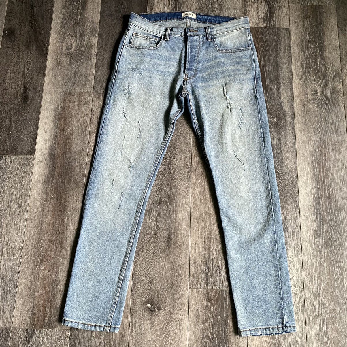 Mintcrew Mintcrew Slim Straight Skinny Fit Distress Light Wash Jeans Size US 34 / EU 50 - 2 Thumbnail