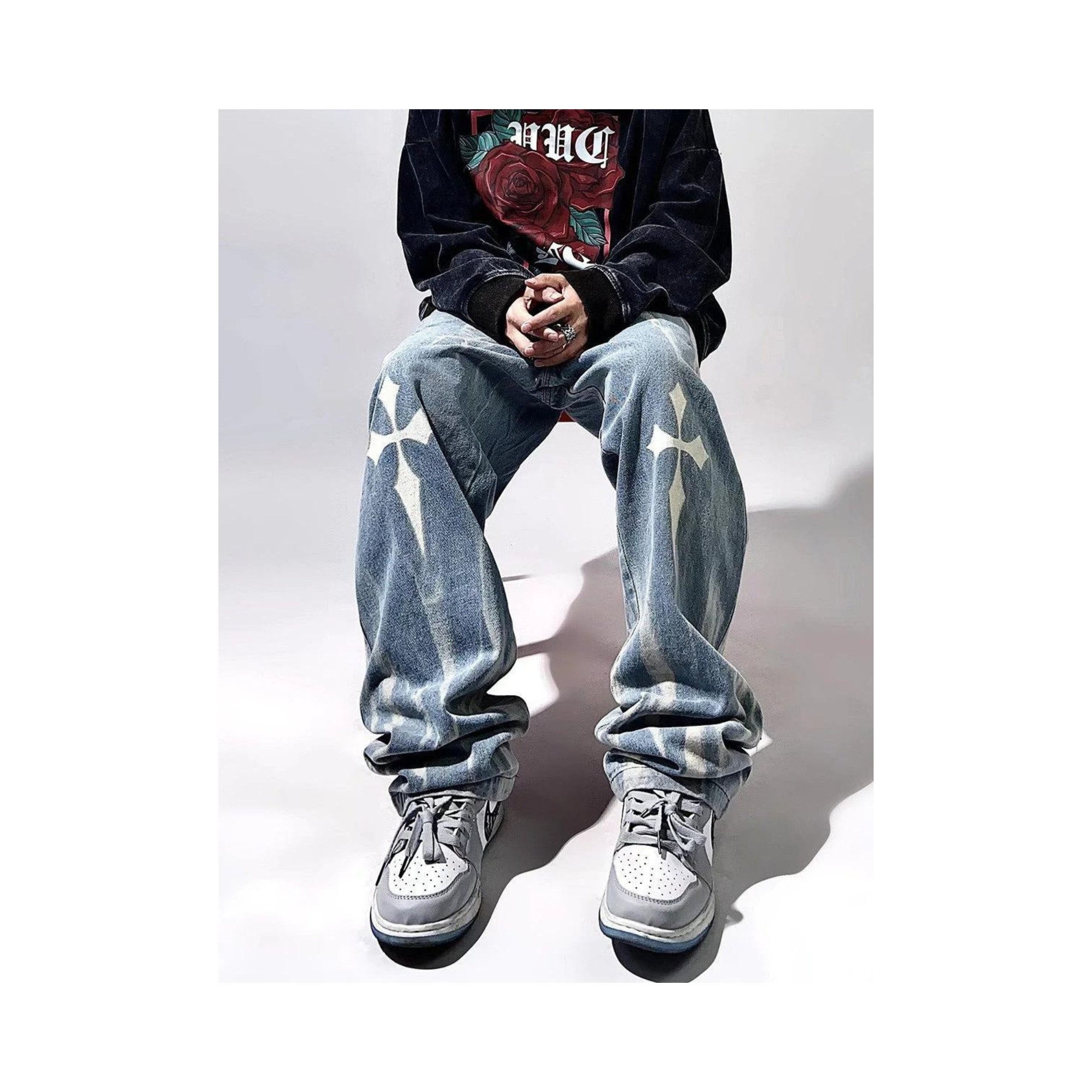 Baggy painted jean dungaree for women