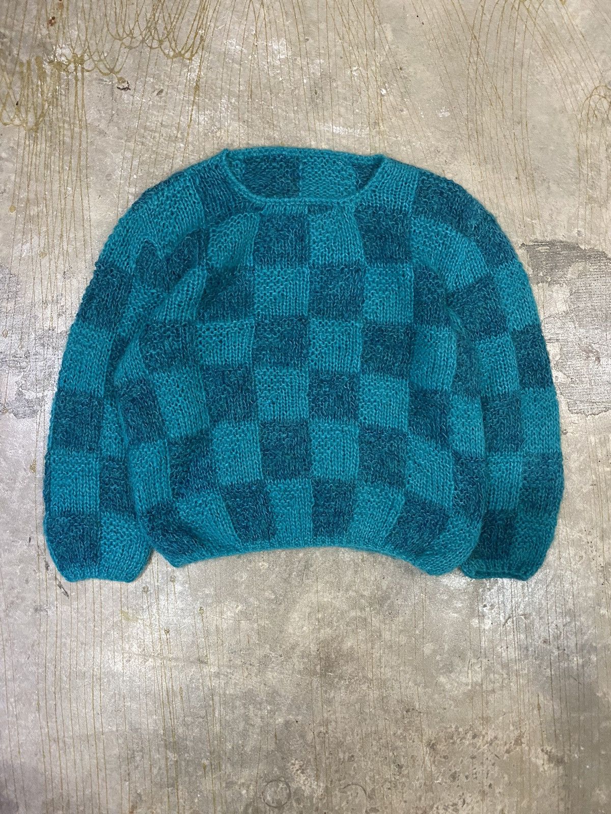 Japanese Brand × Vintage × Yoshiyuki Konishi 80s Mesh checked knit Size US M / EU 48-50 / 2 - 2 Thumbnail