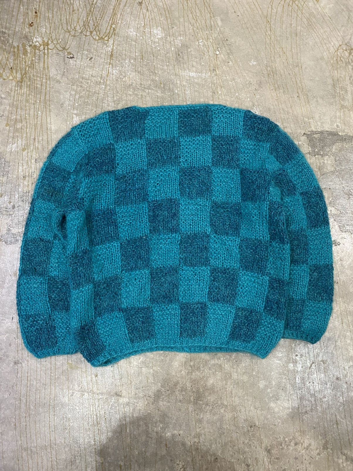 Japanese Brand × Vintage × Yoshiyuki Konishi 80s Mesh checked knit Size US M / EU 48-50 / 2 - 6 Thumbnail