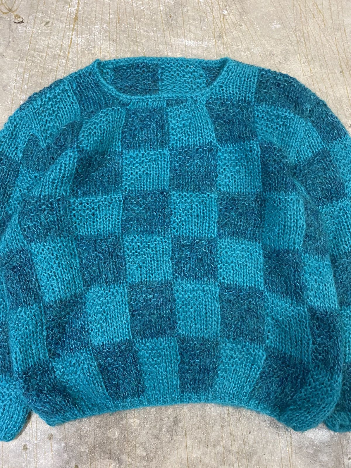 Japanese Brand × Vintage × Yoshiyuki Konishi 80s Mesh checked knit Size US M / EU 48-50 / 2 - 3 Thumbnail