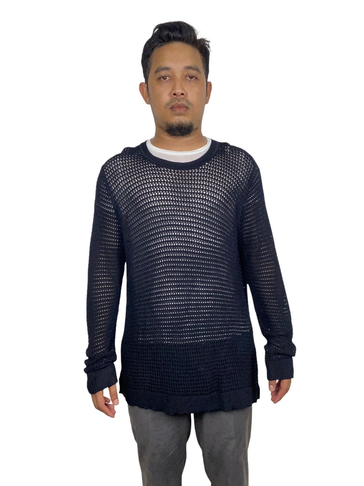 image of Krizia Uomo Evex By Krizia Nets Shirt in Black, Men's (Size Medium)