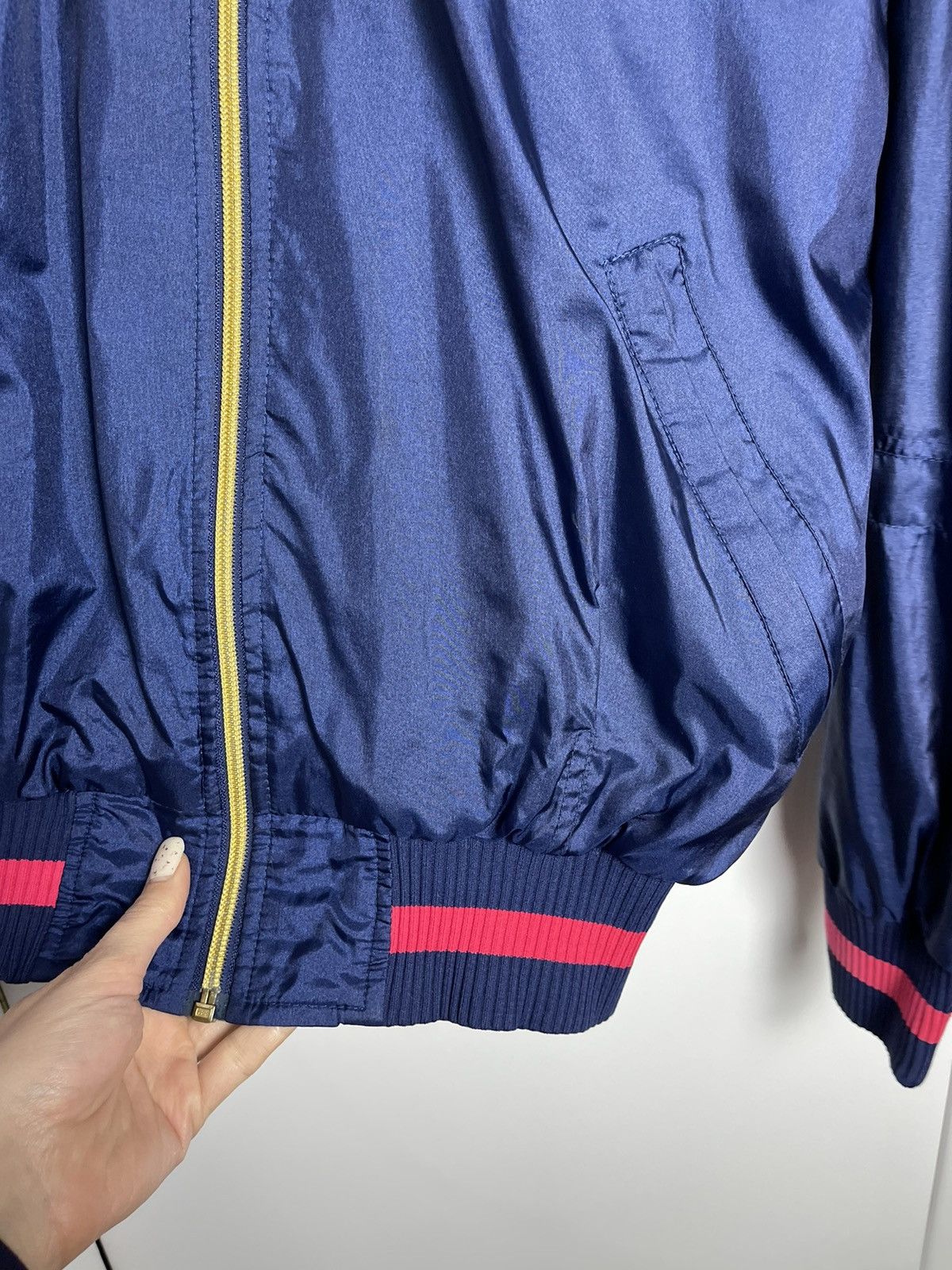 Vintage Nike USA Track & Field bomber big logo navy pink