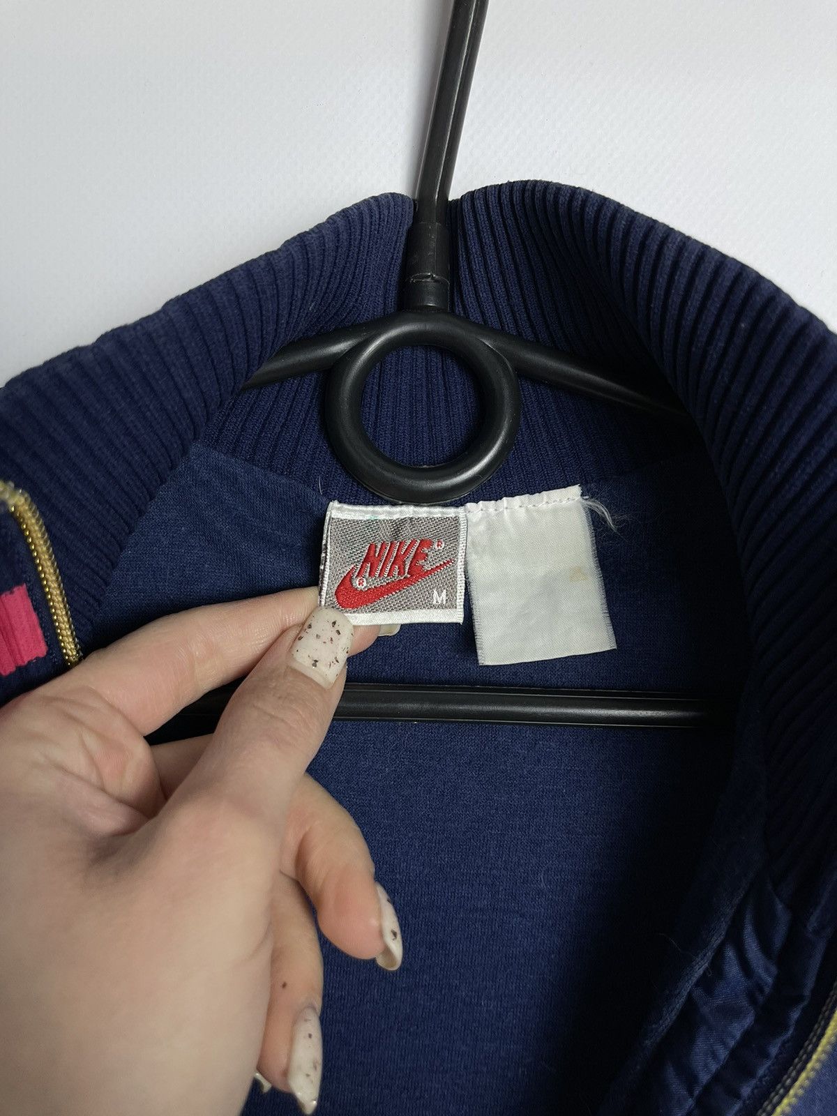 Vintage Nike USA Track & Field bomber big logo navy pink