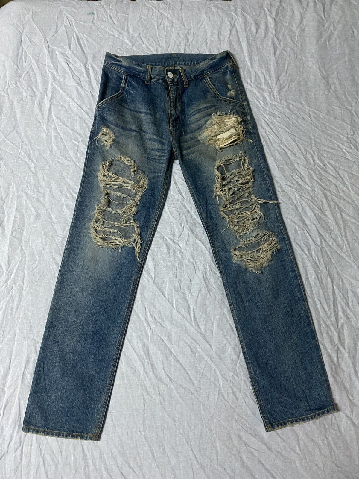 image of Denime Mack Daddy Distress Denim Nice Style in Blue Denim, Men's (Size 32)