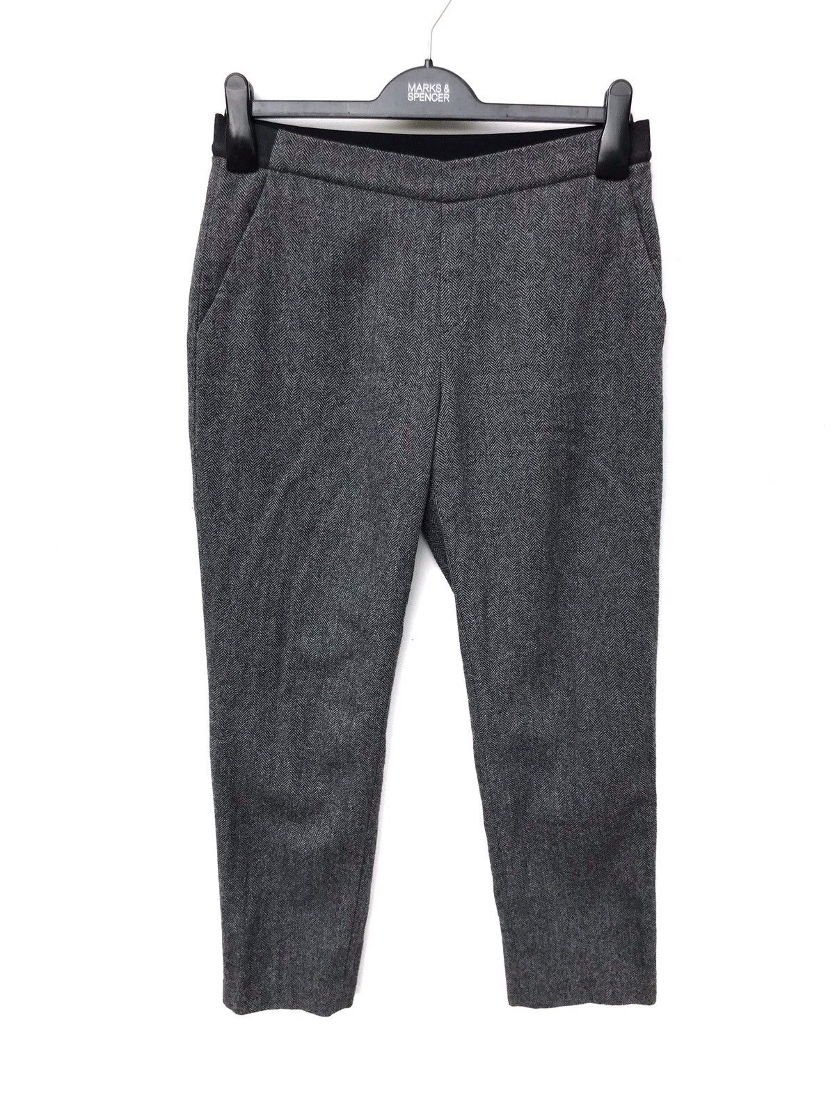 image of Uniqlo Herringbone Wool Casual Trousers Pants in Grey, Men's (Size 29)