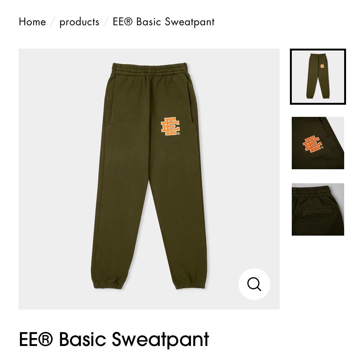 Pre-owned Eric Emanuel Olive Green W Orange Ee Sweatpants Large