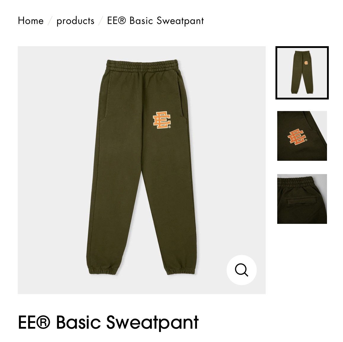 image of Eric Emanuel Olive Green W Orange Ee Sweatpants Large, Men's (Size 32)