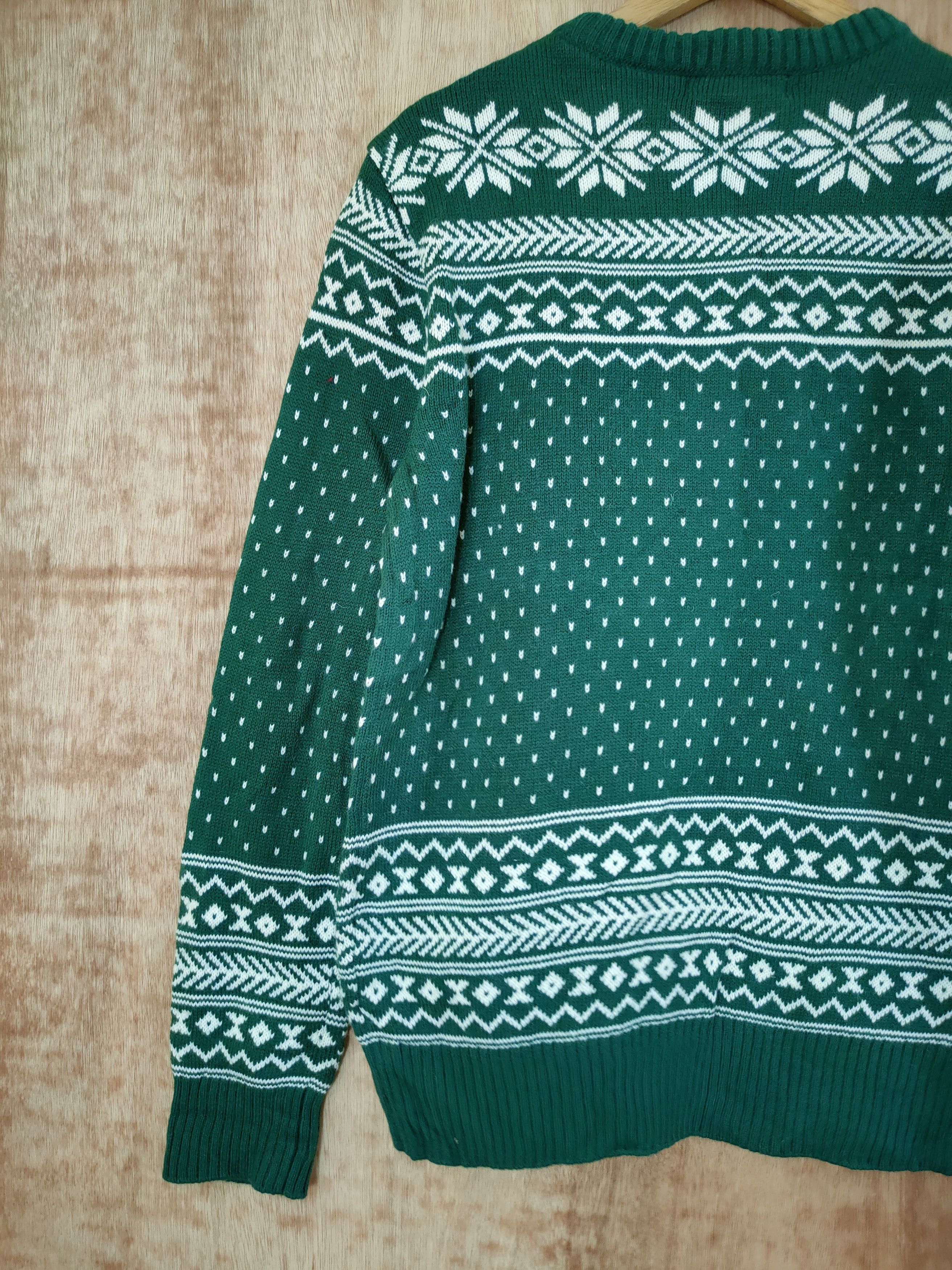 Aran Isles Knitwear × Japanese Brand Aden Plus Spur knitwear sweatshirt green deer #46-658 Size M / US 6-8 / IT 42-44 - 7 Thumbnail