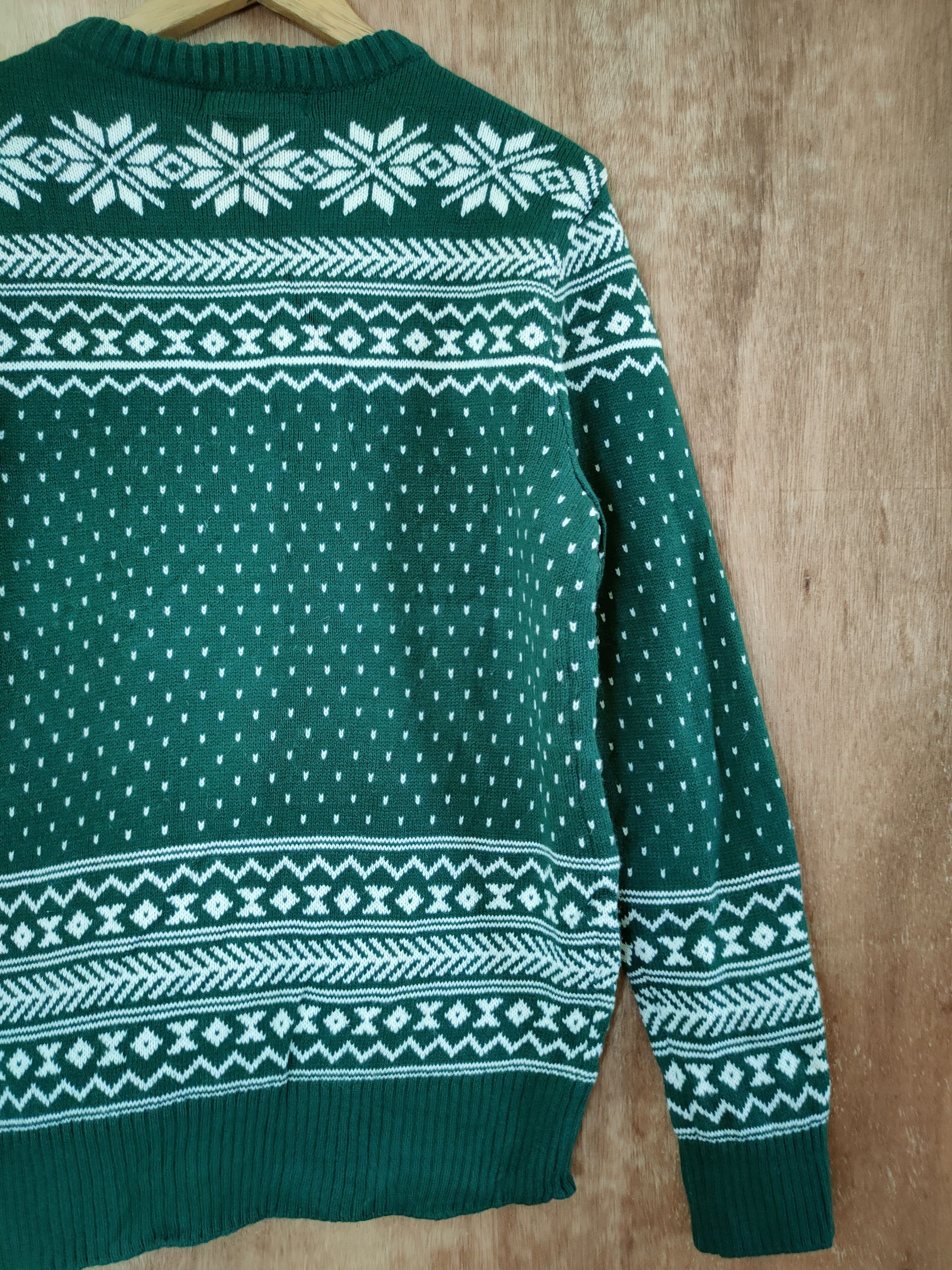 Aran Isles Knitwear × Japanese Brand Aden Plus Spur knitwear sweatshirt green deer #46-658 Size M / US 6-8 / IT 42-44 - 8 Thumbnail