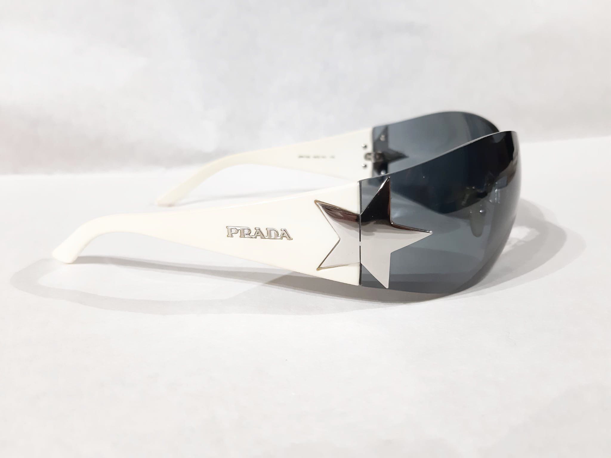 Prada Chrome Star White Sunglasses Vintage early 2000's Y2K Size ONE SIZE - 1 Thumbnail
