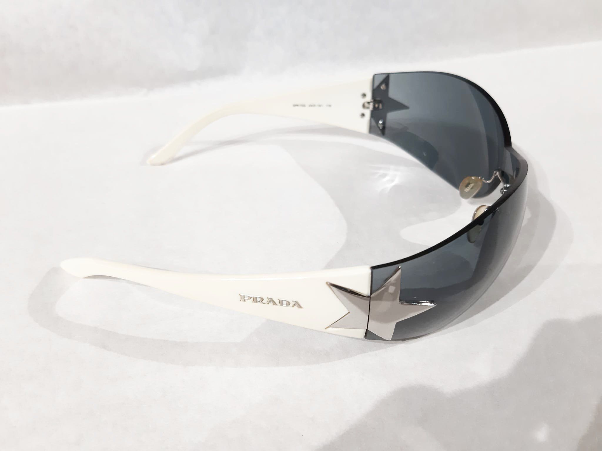 Prada Chrome Star White Sunglasses Vintage early 2000's Y2K Size ONE SIZE - 4 Thumbnail