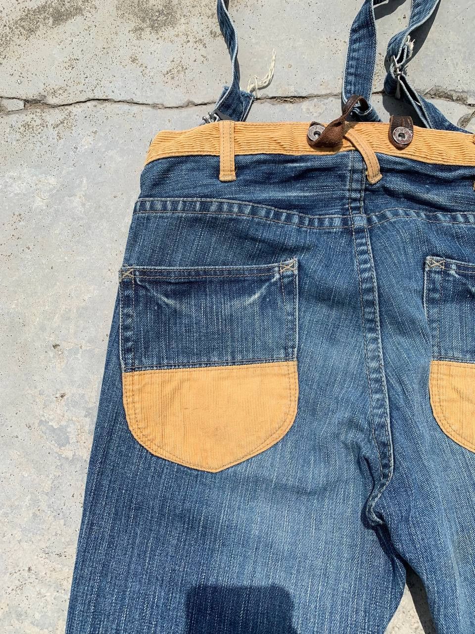 Japanese Brand Retro Punk Burnout Light Distressed Suspender Denim Size US 31 - 10 Thumbnail