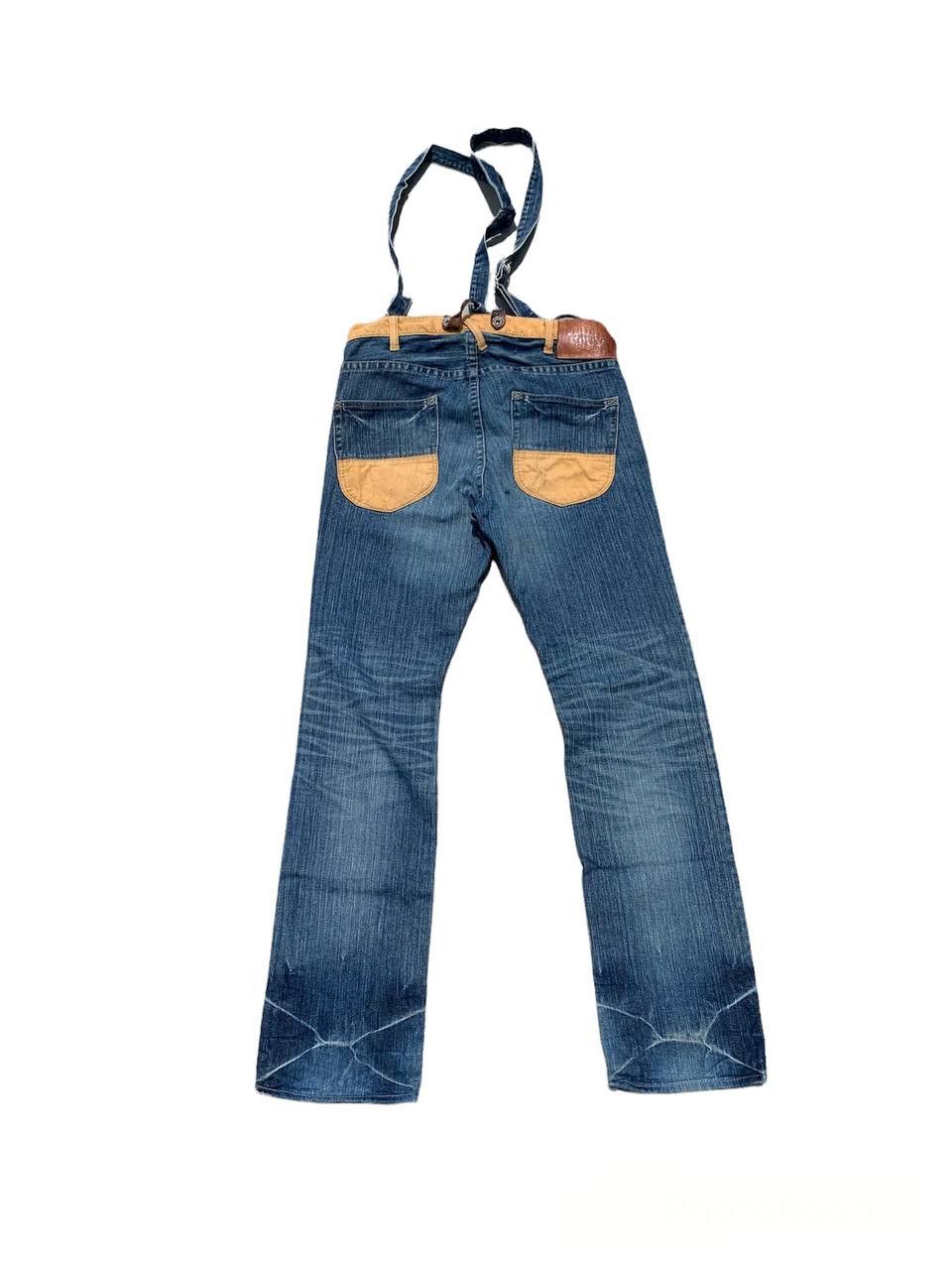 Japanese Brand Retro Punk Burnout Light Distressed Suspender Denim Size US 31 - 2 Thumbnail