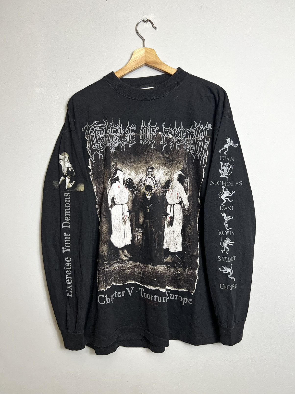 Pre-owned Band Tees X Grail Vintage 1998 Cradle Of Filth Torturing Europ 90's Band Tshirt In Black