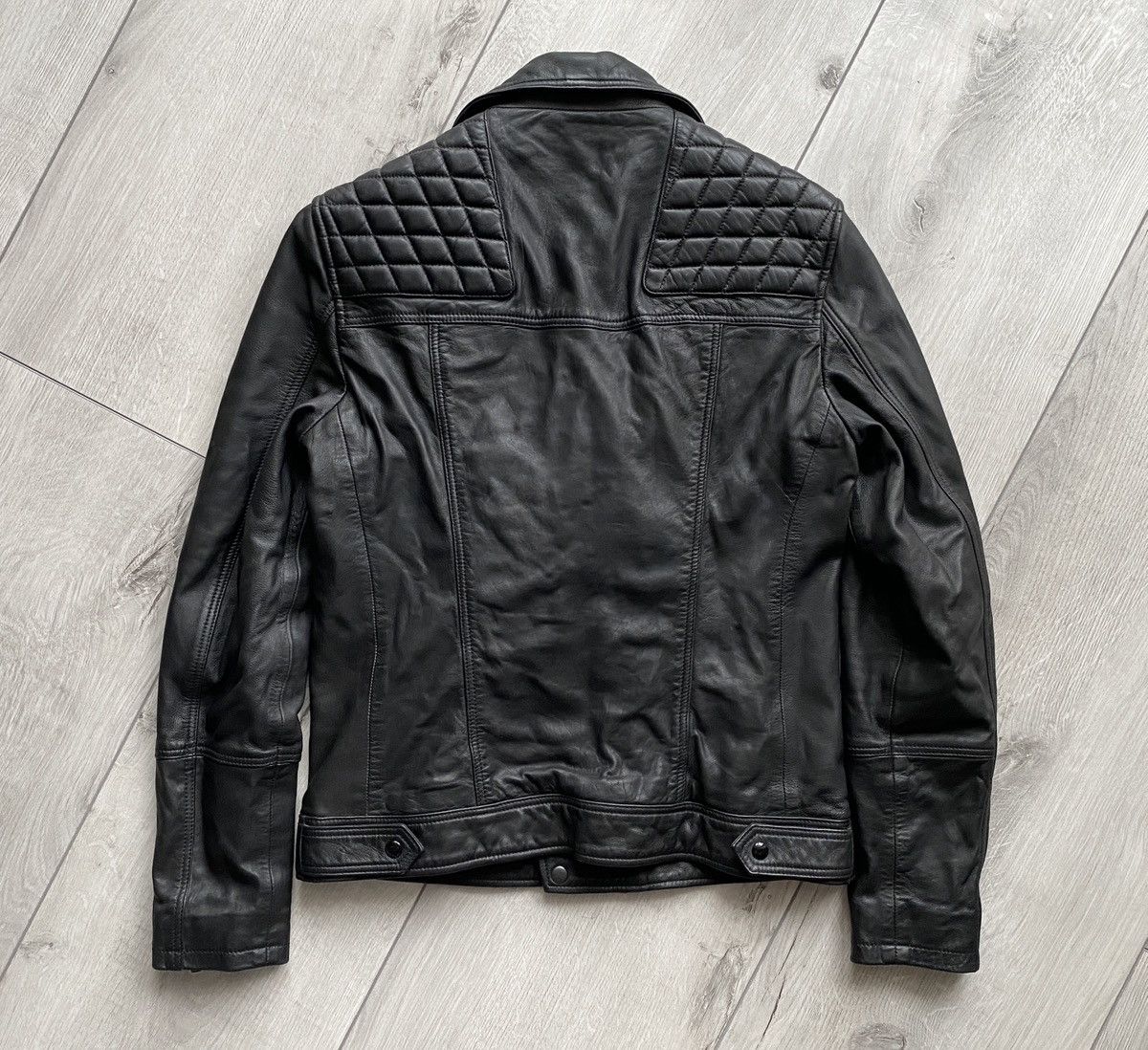 Allsaints AllSaints Black Taro Biker Asymmetric Quilted Leather Jacket Size US S / EU 44-46 / 1 - 2 Thumbnail