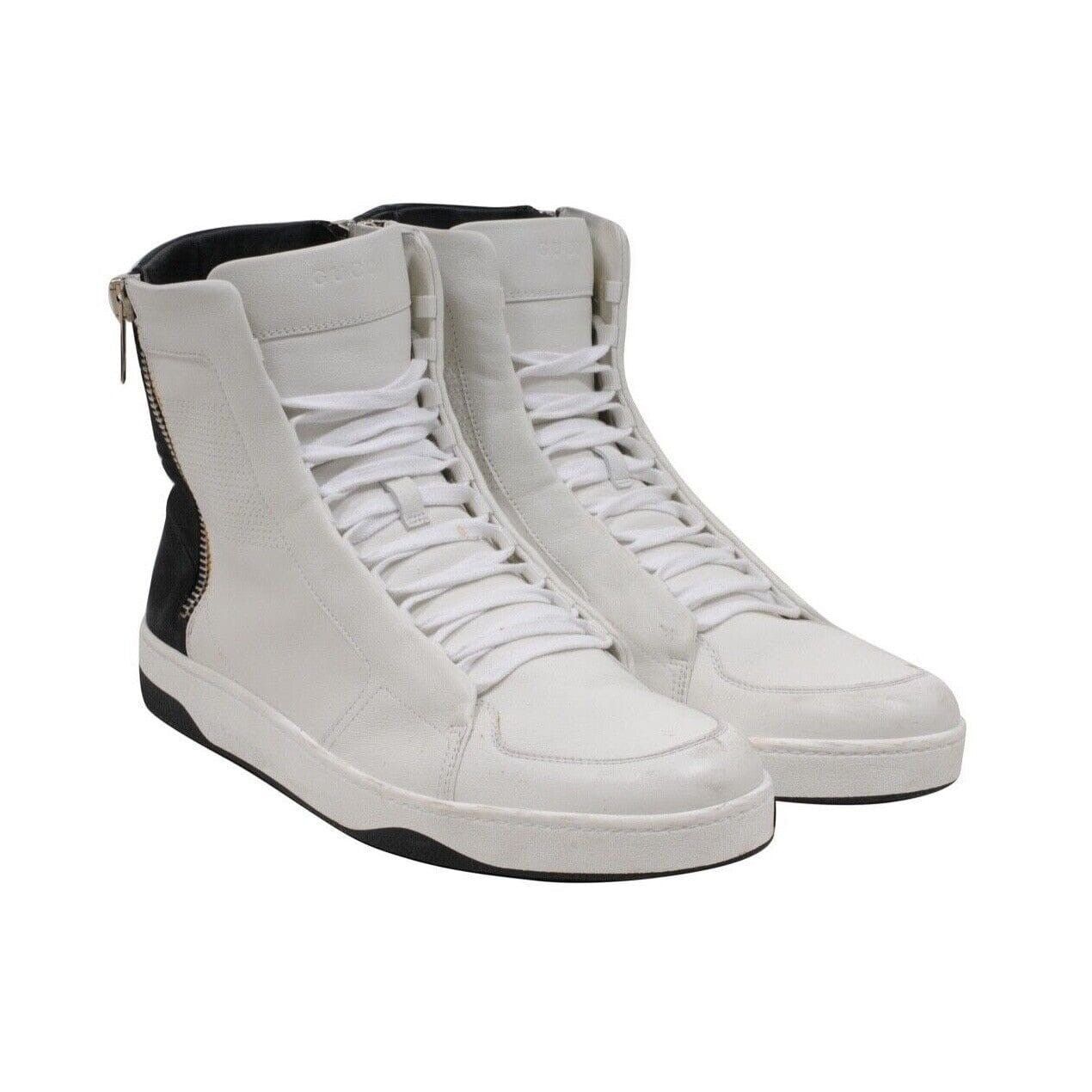 Gucci Black White Leather Side Zip High Top Hudson Sneakers