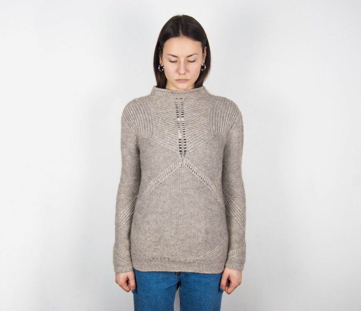 Helmut Lang Helmut Lang Alpaca Camelhair Mock Neck Knit Sweater Jumper Size M / US 6-8 / IT 42-44 - 1 Thumbnail