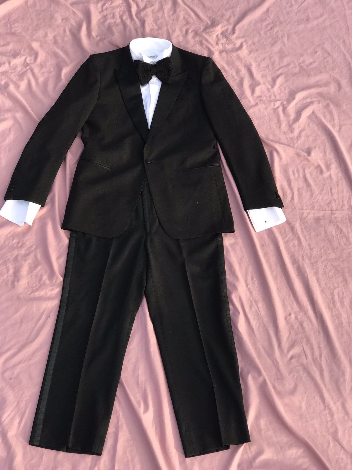 Vintage VINTAGE BLACK PURE WOOL ONE BUTTON TUXEDO DINNER JACKET Size 42R - 2 Thumbnail